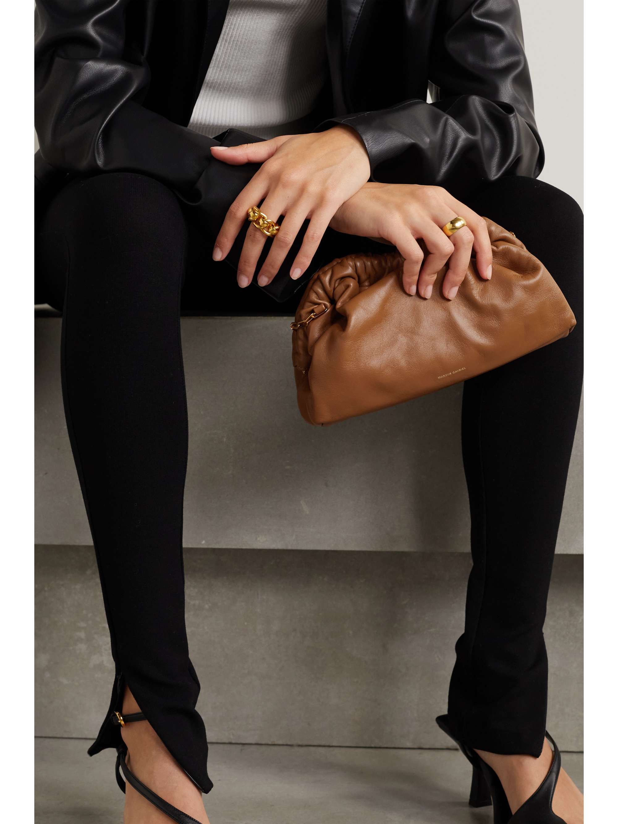 mansur gavriel cloud leather clutch