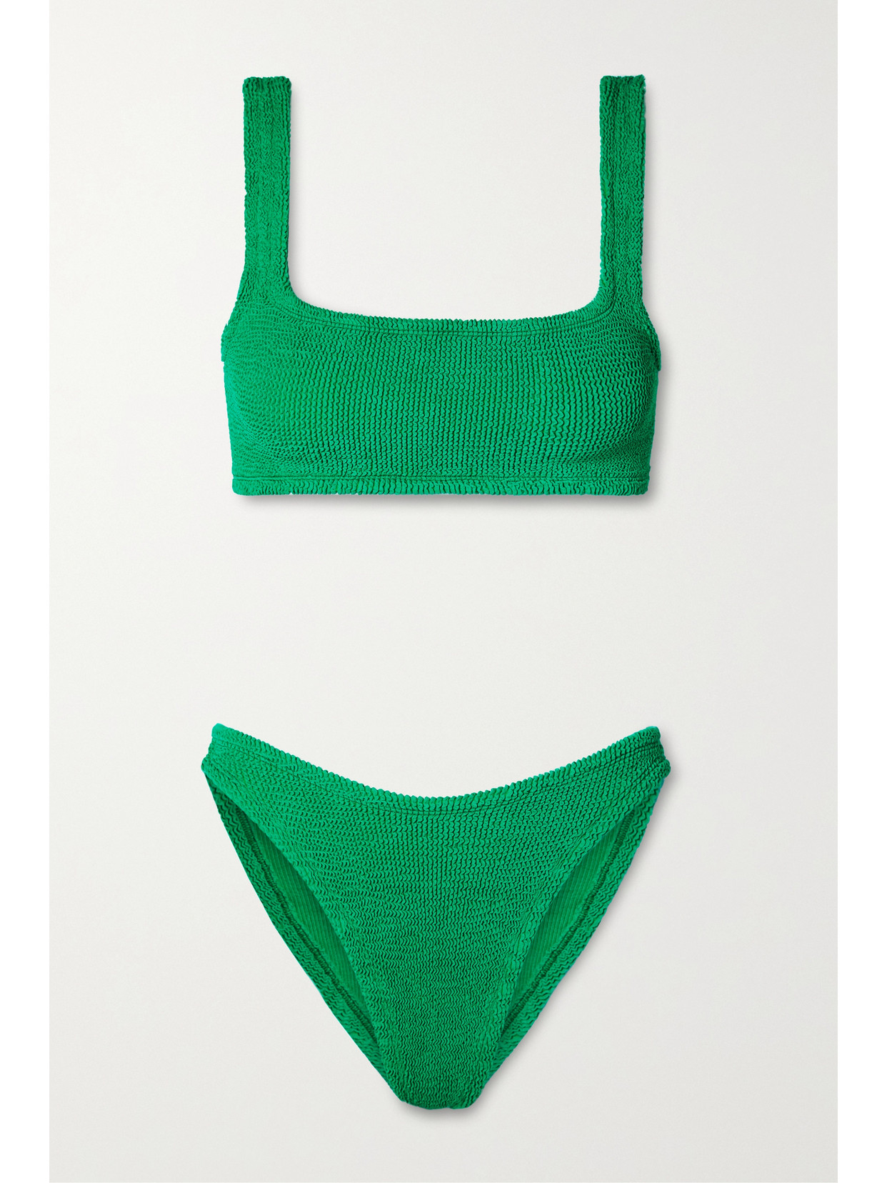 Hunza G Xandra Bikini Set Square Neckline High-cut Leg In Green