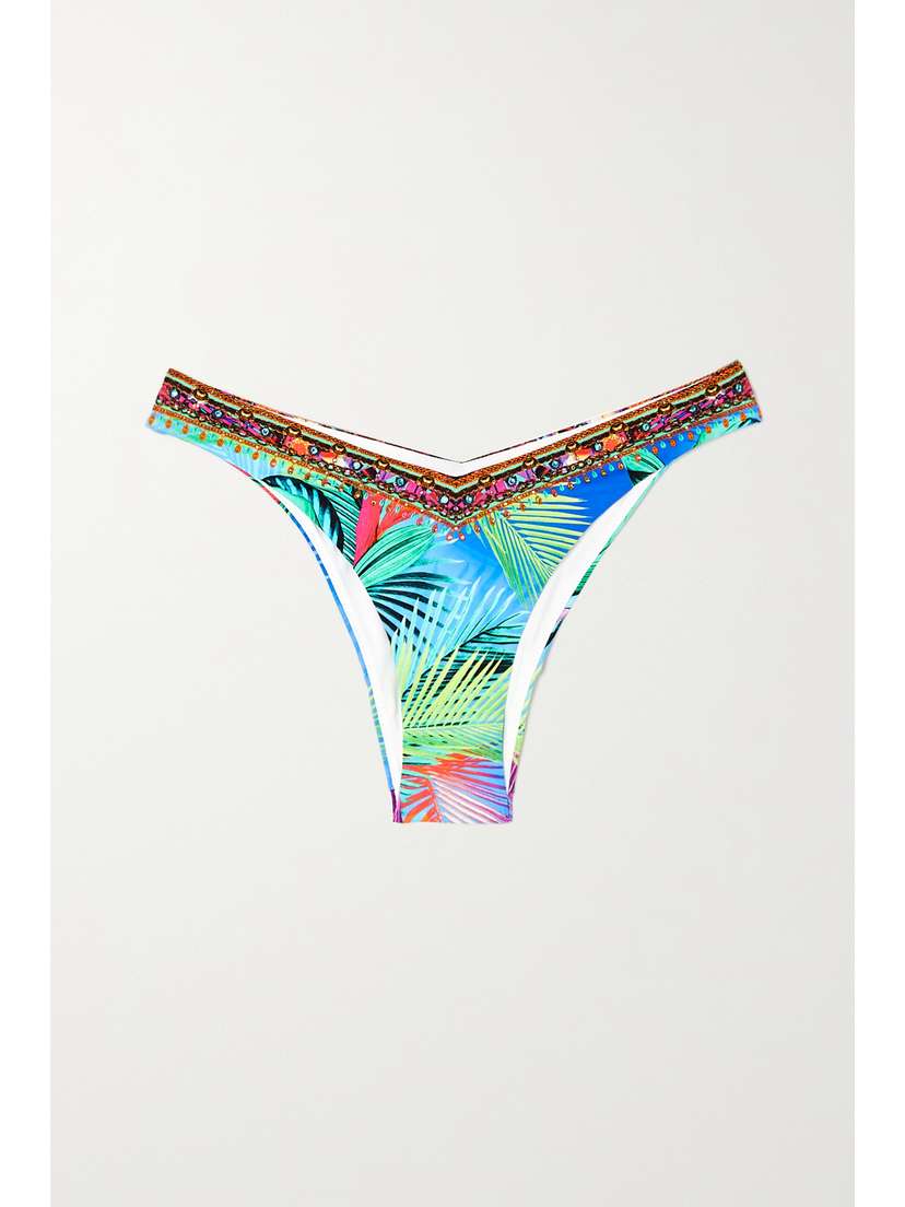 Camilla Crystal-embellished Printed Bikini Briefs - x large