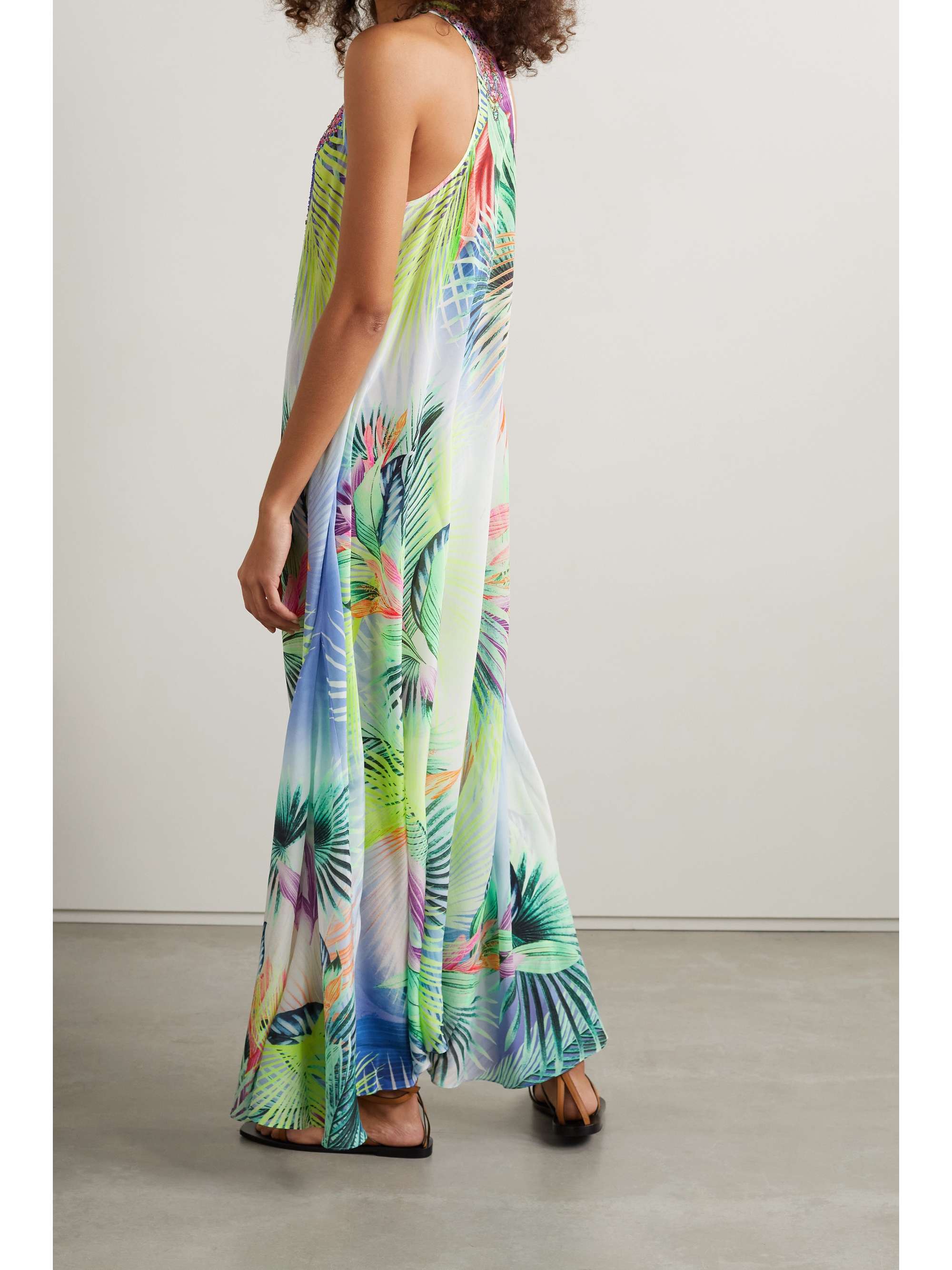 CAMILLA Crystal-embellished printed silk-crepe maxi dress