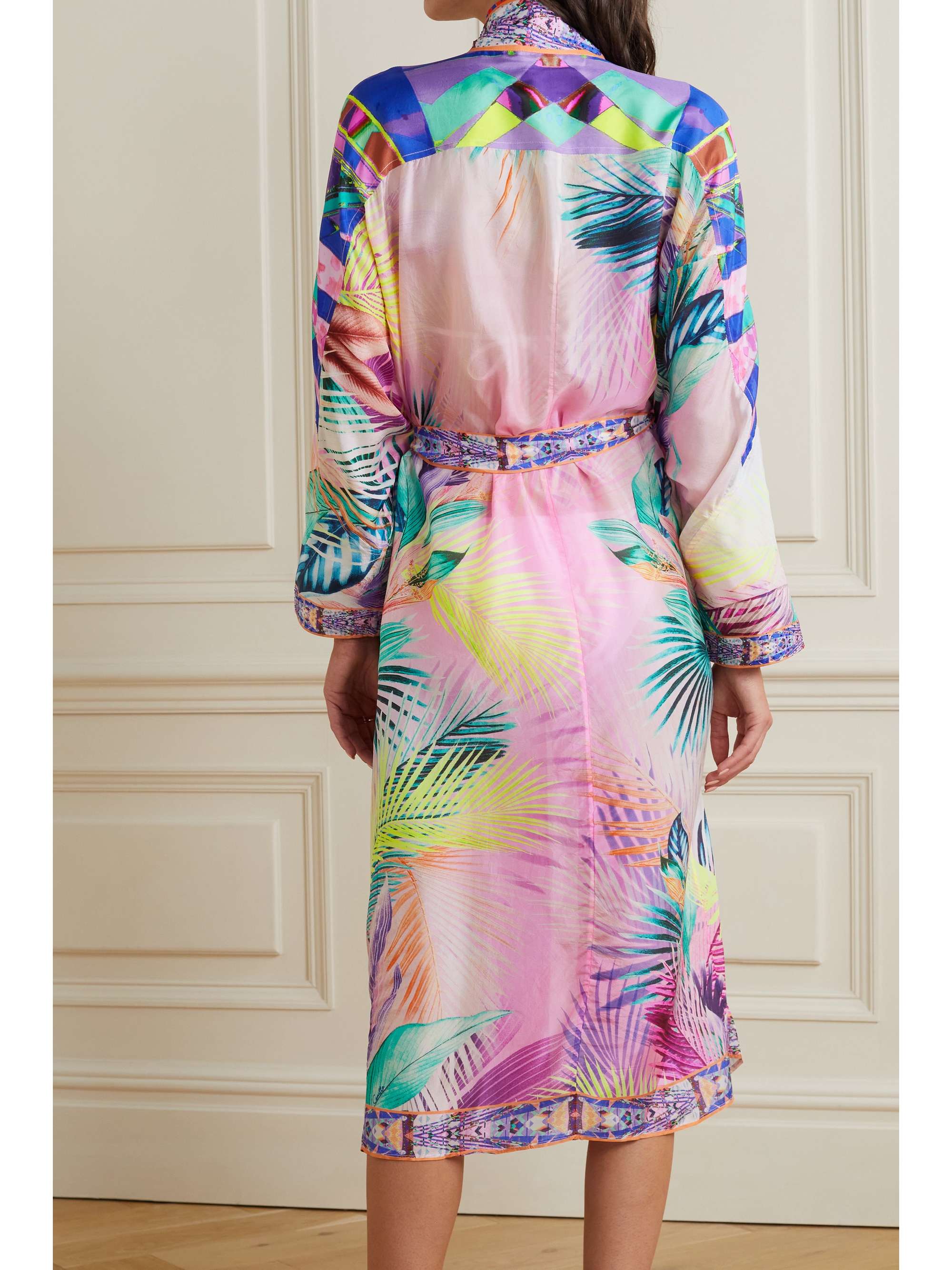CAMILLA Belted embellished printed silk jacket