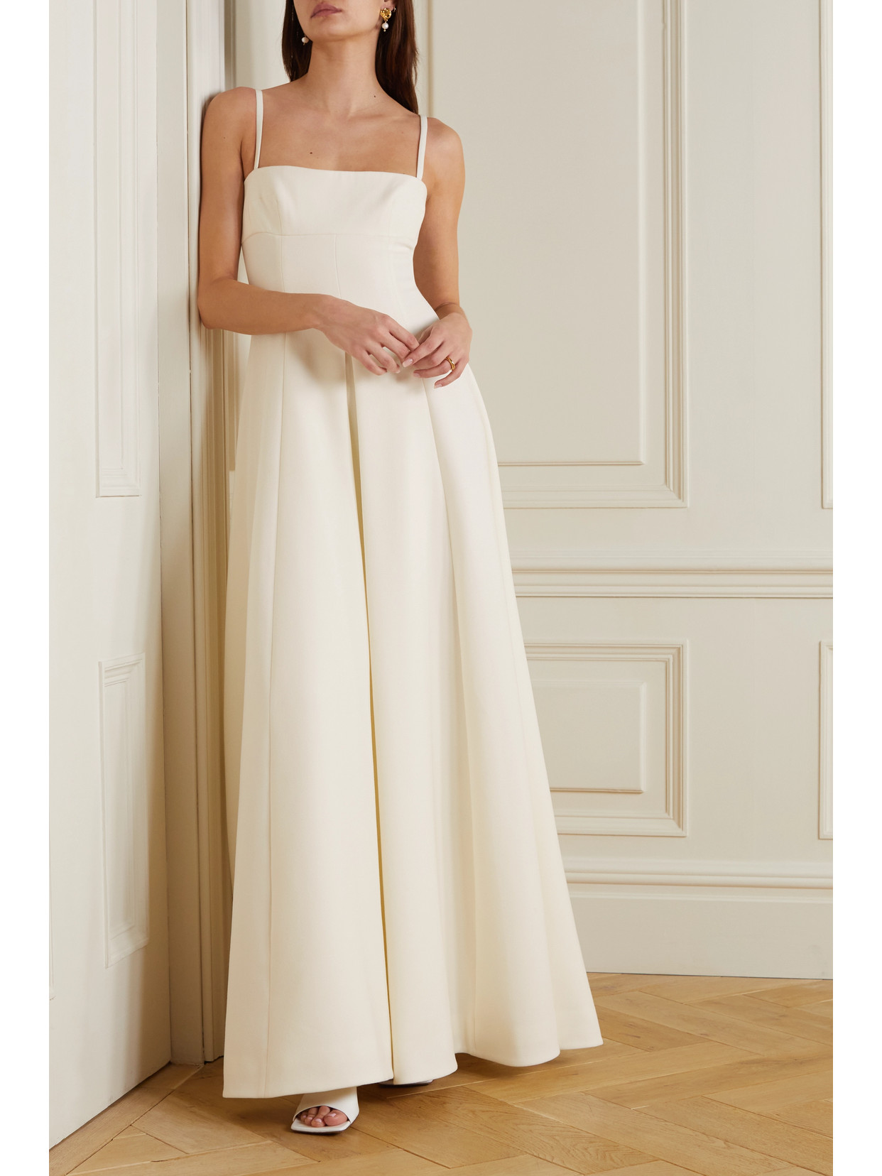 Emilia Wickstead Oceania Wool-crepe Gown In Ivory