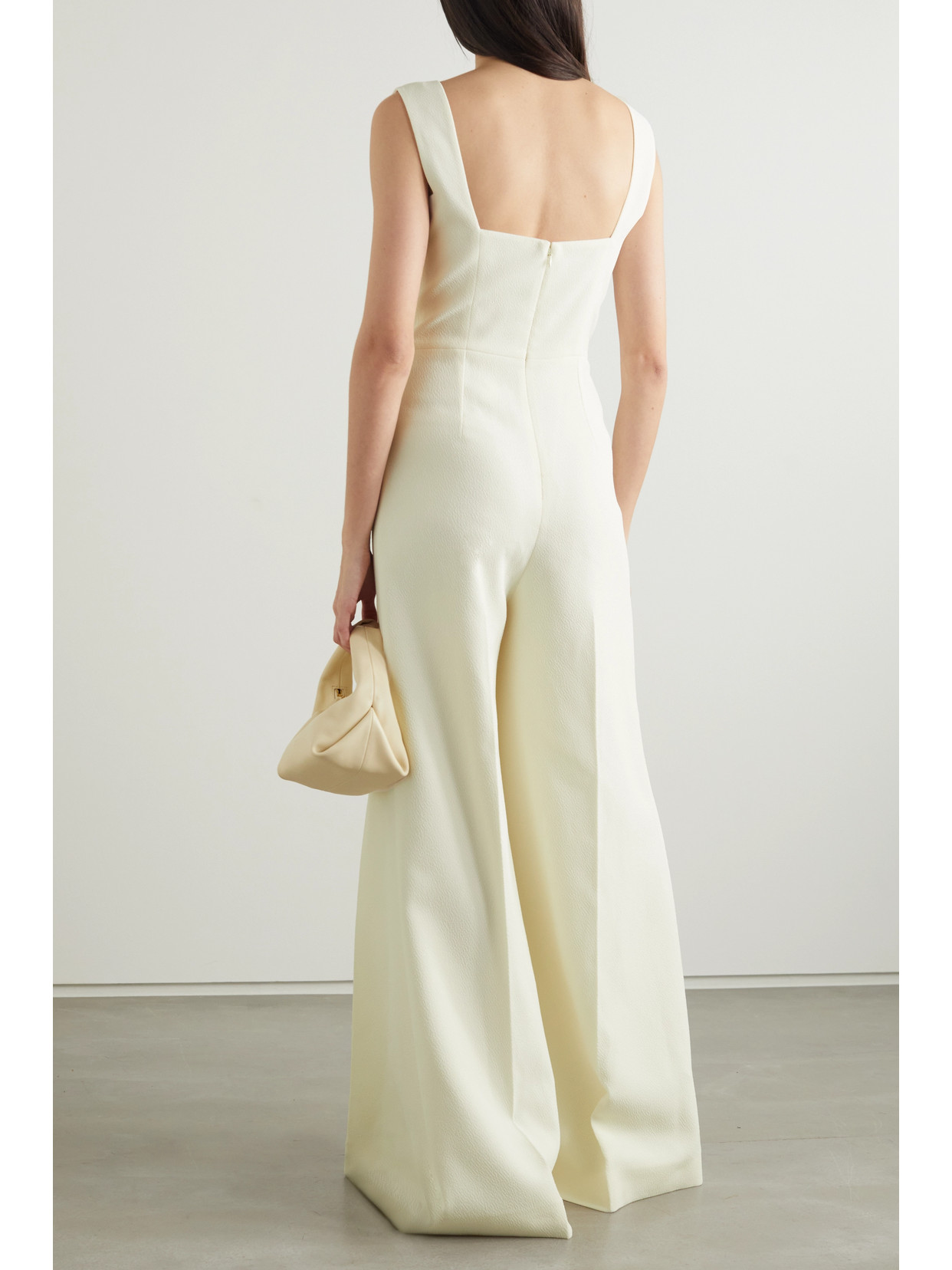 Shop Emilia Wickstead Ross Crepe Wide-leg Jumpsuit In Ivory