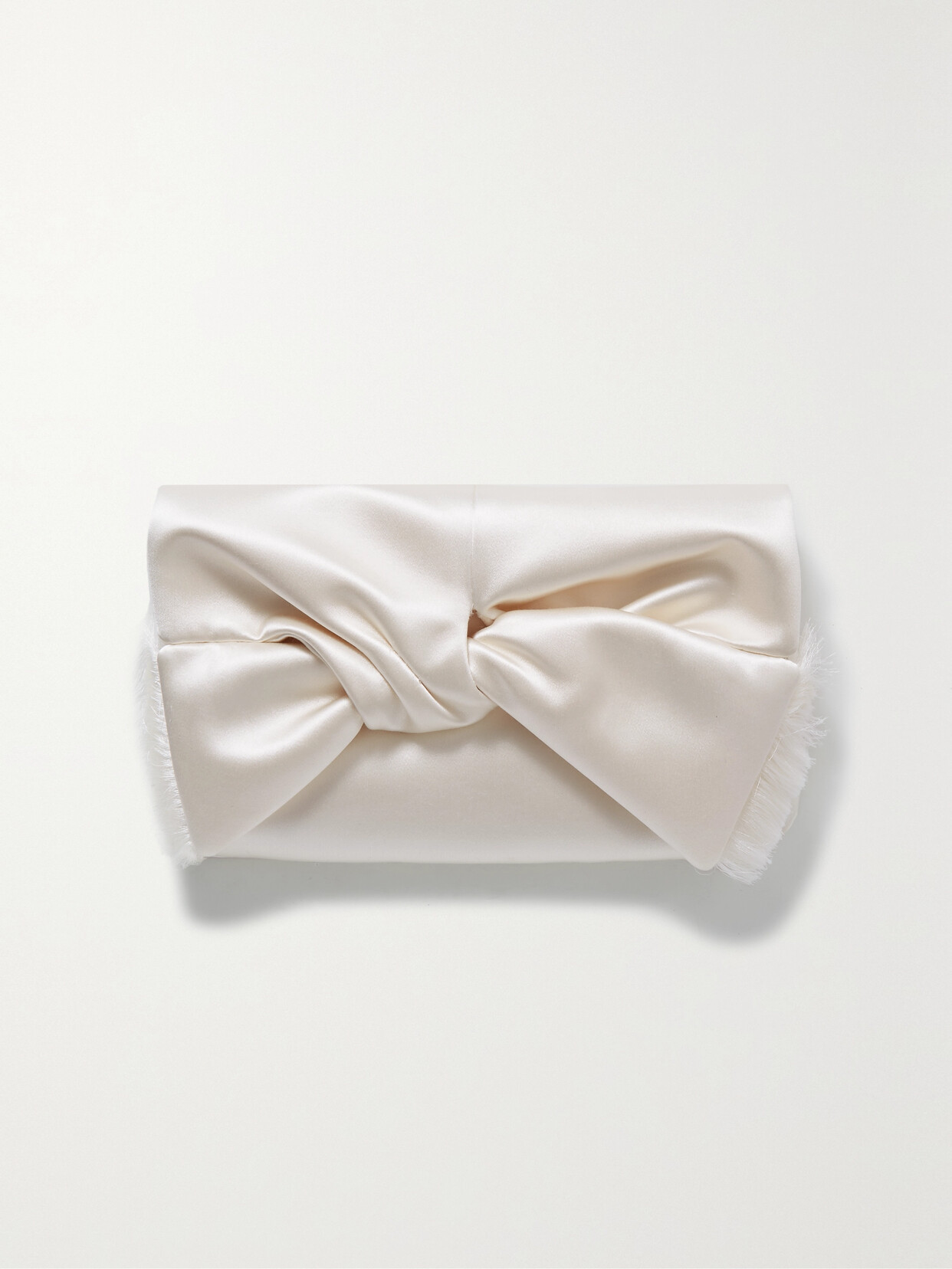 Anya Hindmarch - + Net Sustain Bow Fringed Satin Clutch - Ivory