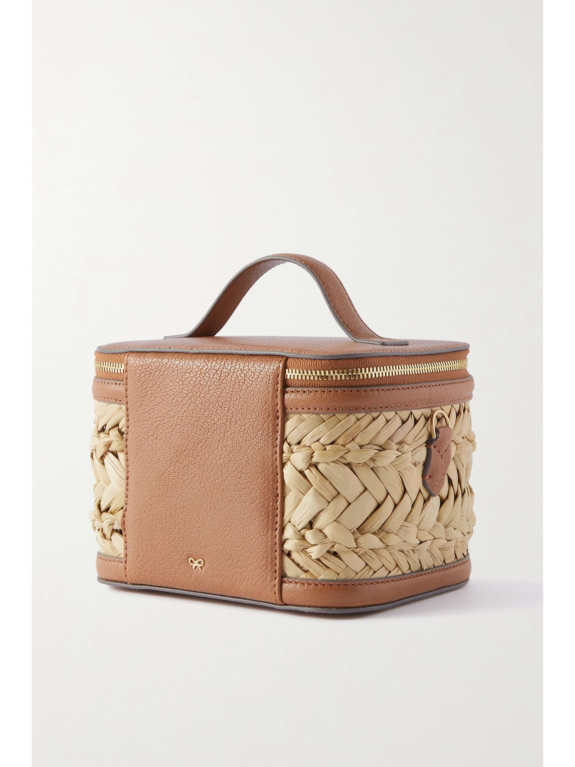 ANYA HINDMARCH Bits and Bobs Eyes leathertrimmed straw shoulder bag NETAPORTER