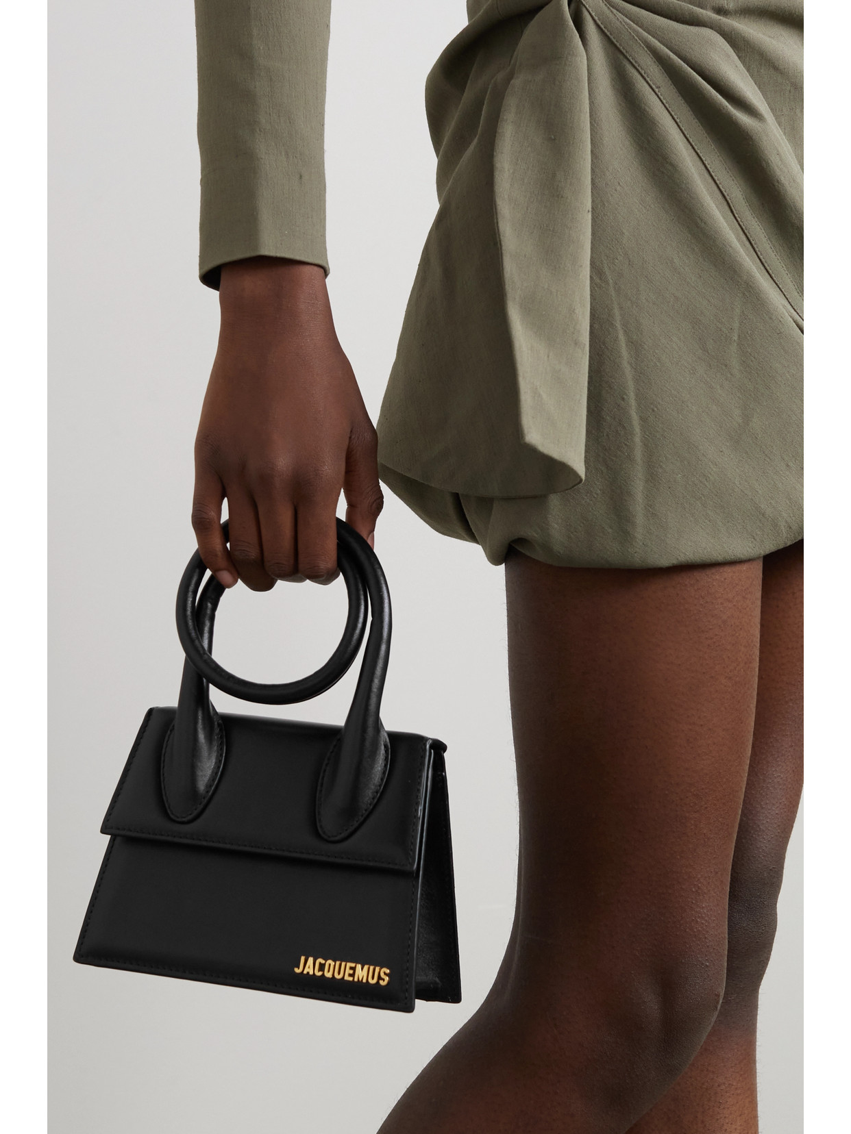 Jacquemus Le Chiquito Noeud Leather Top Handle Bag In Black