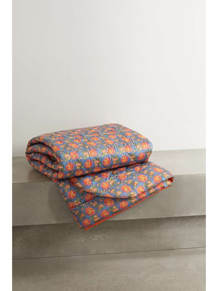 Loretta Caponi Quilted Floral-print Cotton Blanket