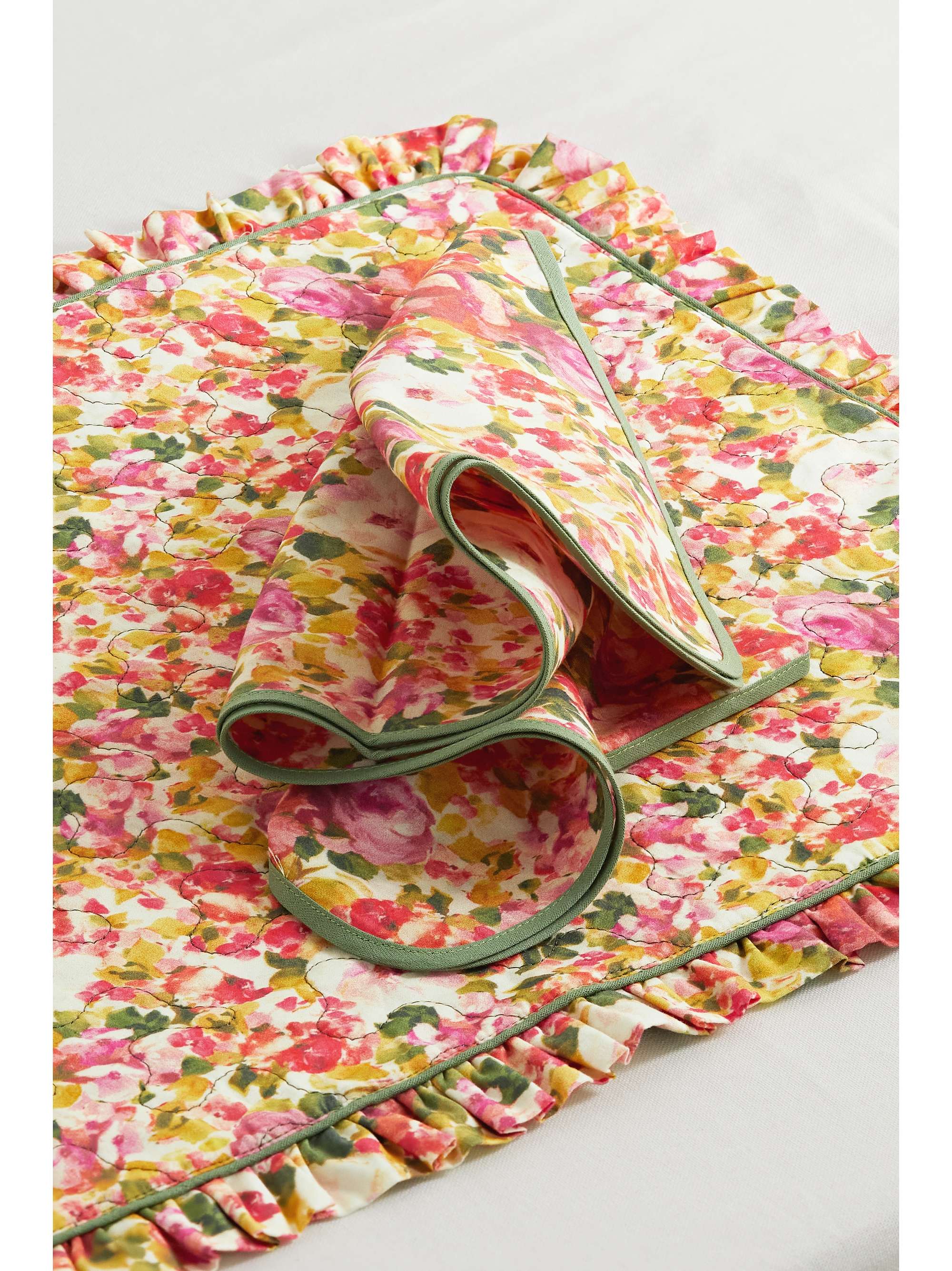 LORETTA CAPONI Floral-print cotton placemat and napkin set