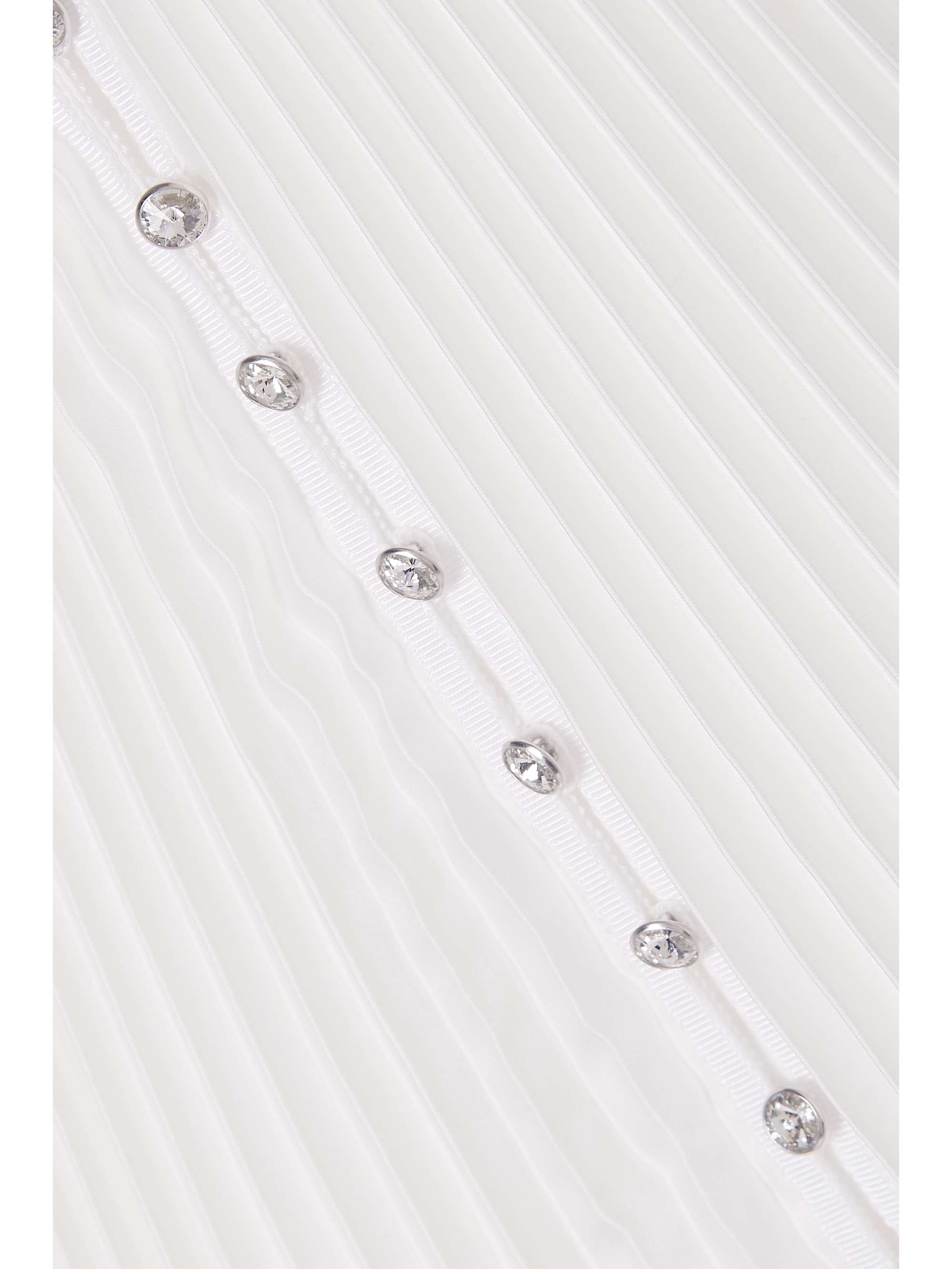 SEMSEM Crystal-embellished plissé-satin maxi dress