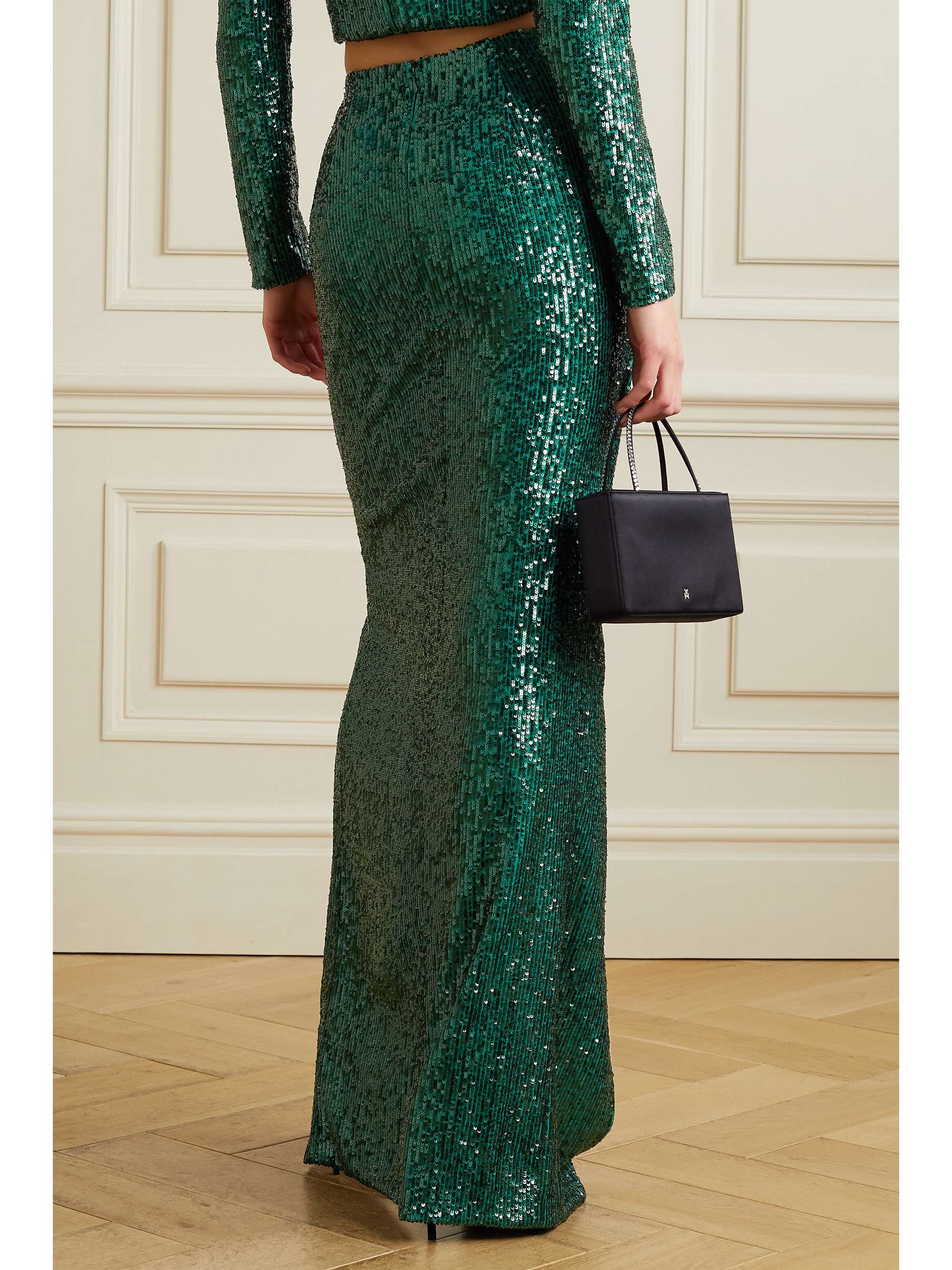 SEMSEM Wrap-effect sequined stretch-tulle midi skirt