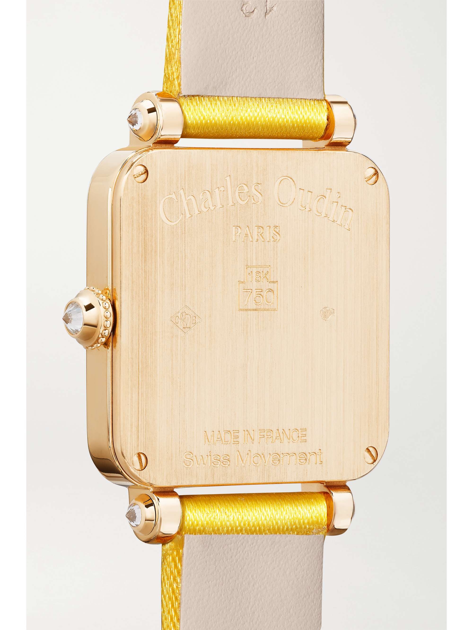 CHARLES OUDIN Pansy Retro 24mm 18-karat rose gold, satin, pearl and diamond watch