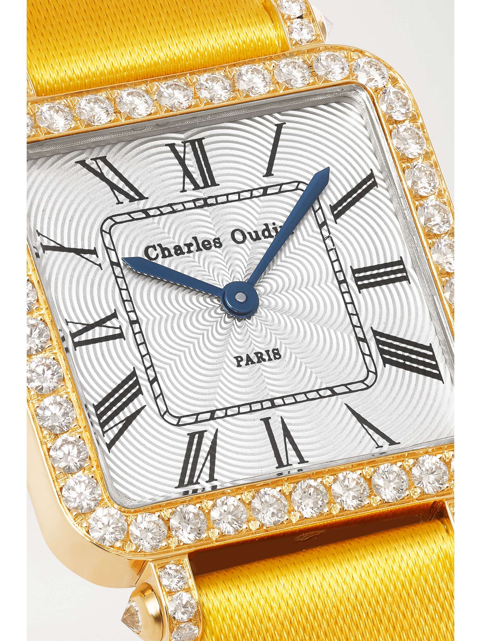 CHARLES OUDIN Pansy Retro 24mm 18-karat rose gold, satin, pearl and diamond watch