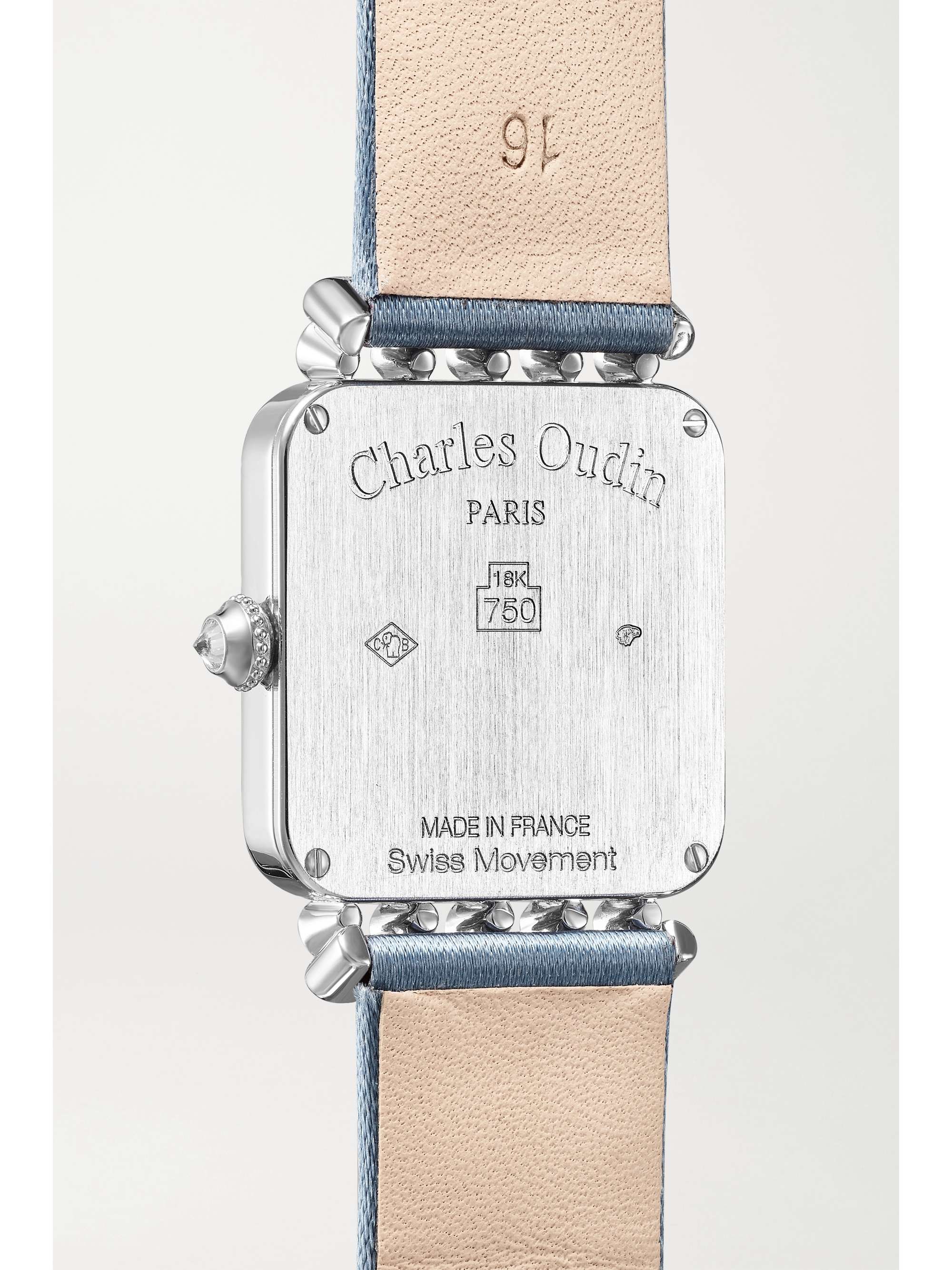 CHARLES OUDIN Rose Retro 24mm medium 18-karat white gold, satin and diamond watch