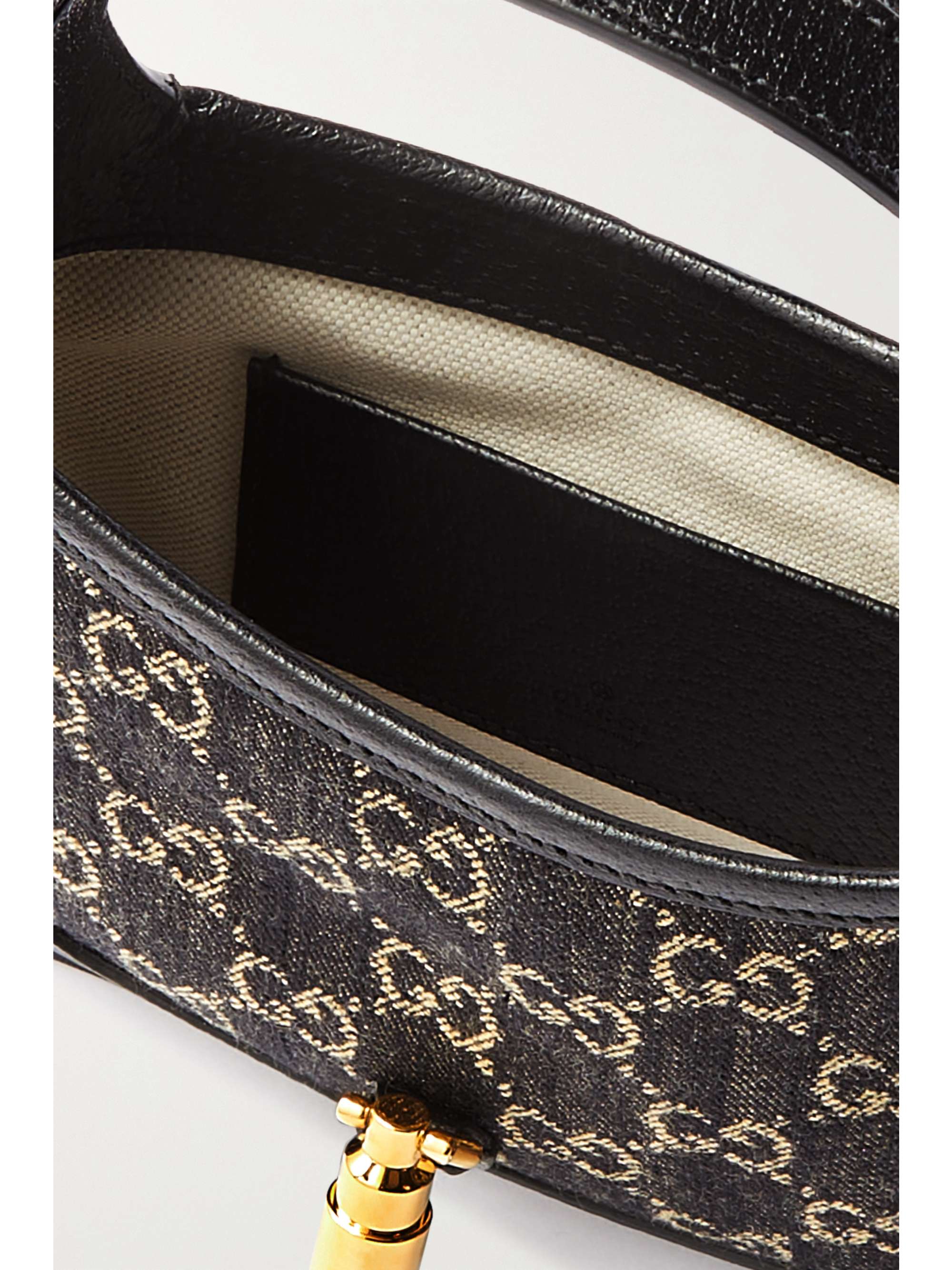 Black Jackie 1961 mini leather-trimmed denim-jacquard shoulder bag | GUCCI | NET-A-PORTER
