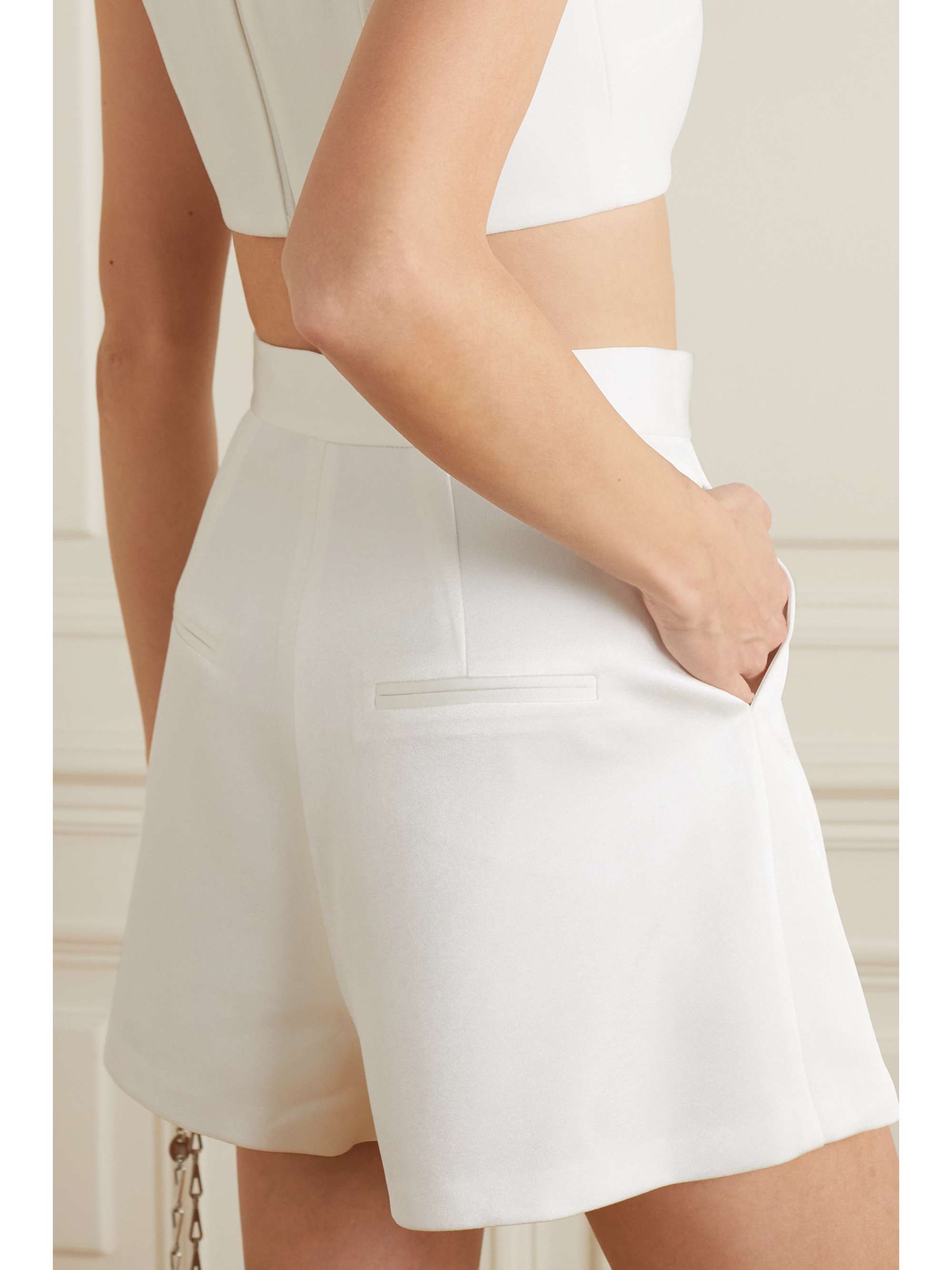 ALEX PERRY Penn pleated satin-crepe shorts