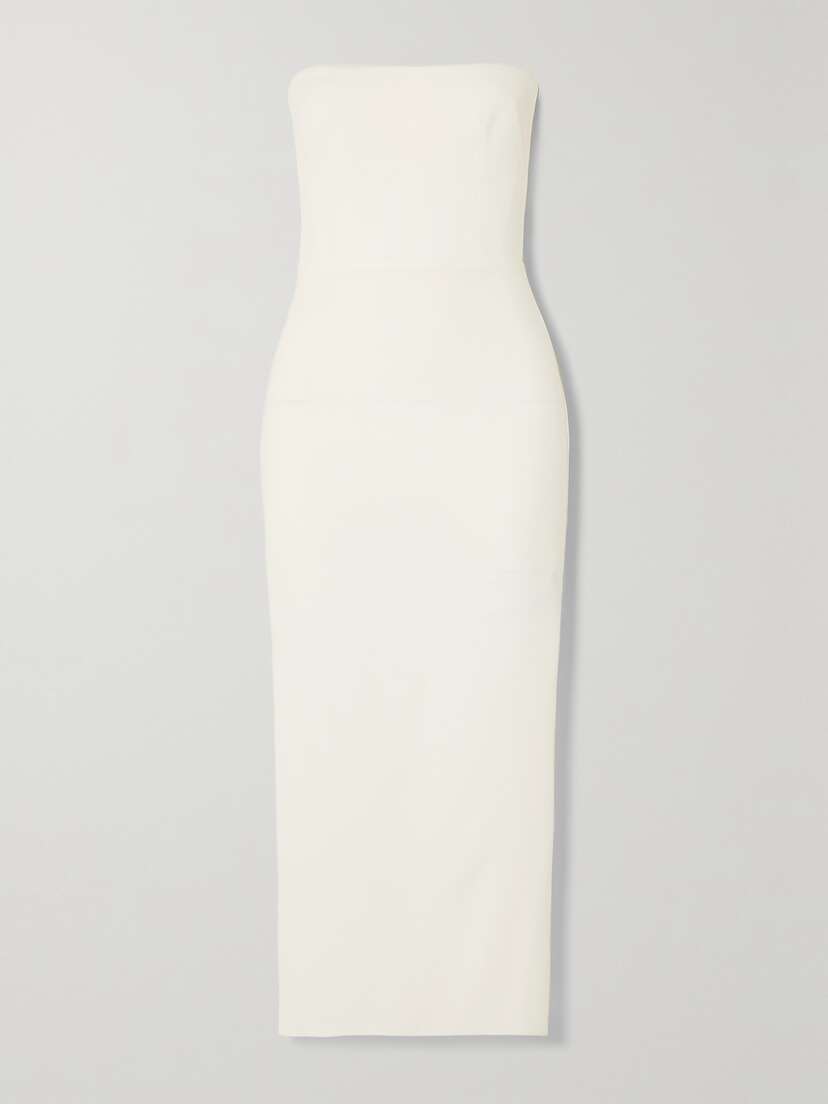 Alex Perry Callan Strapless Crepe Midi Dress