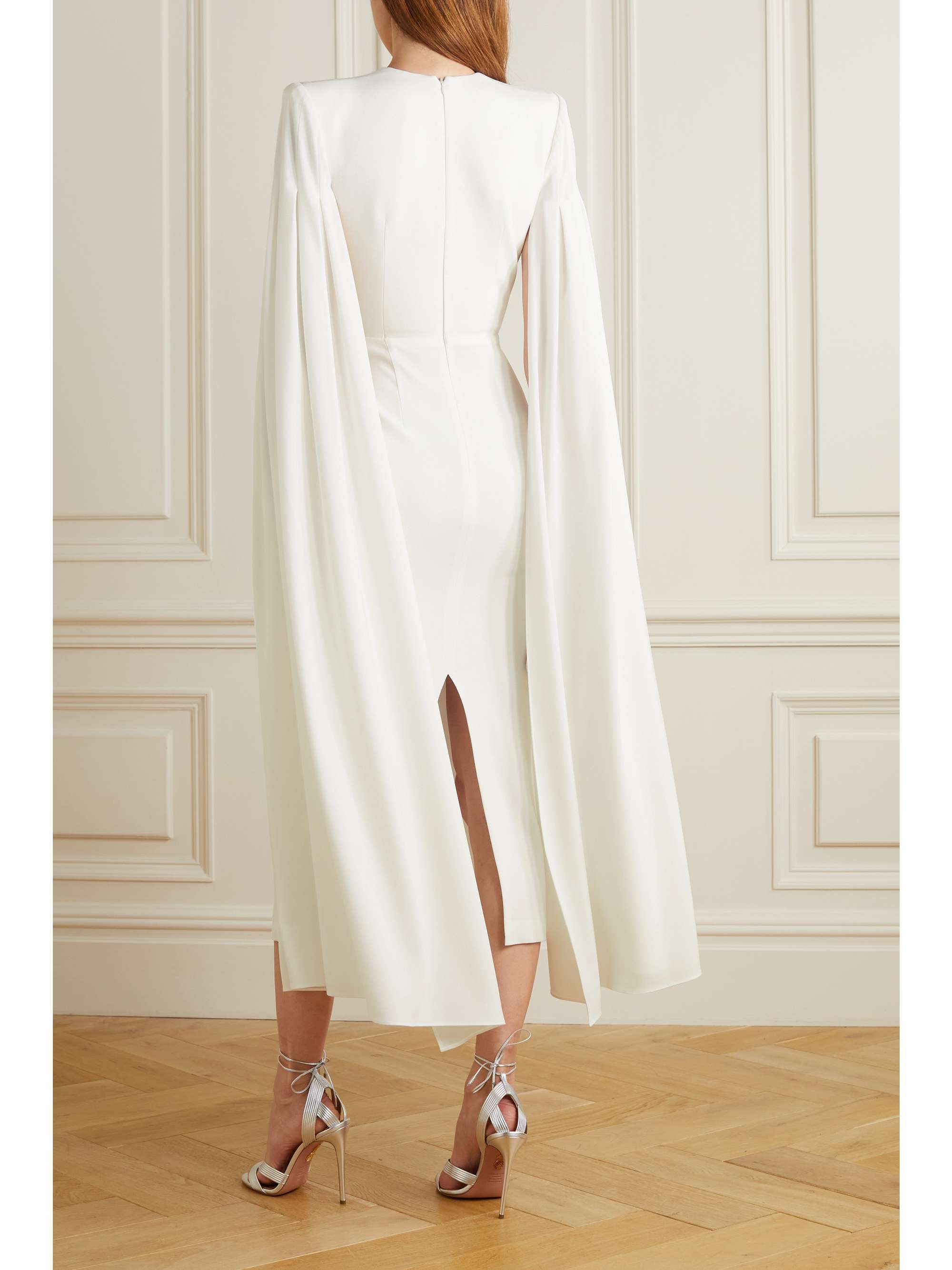ALEX PERRY Kennedy cape-effect satin-crepe midi dress