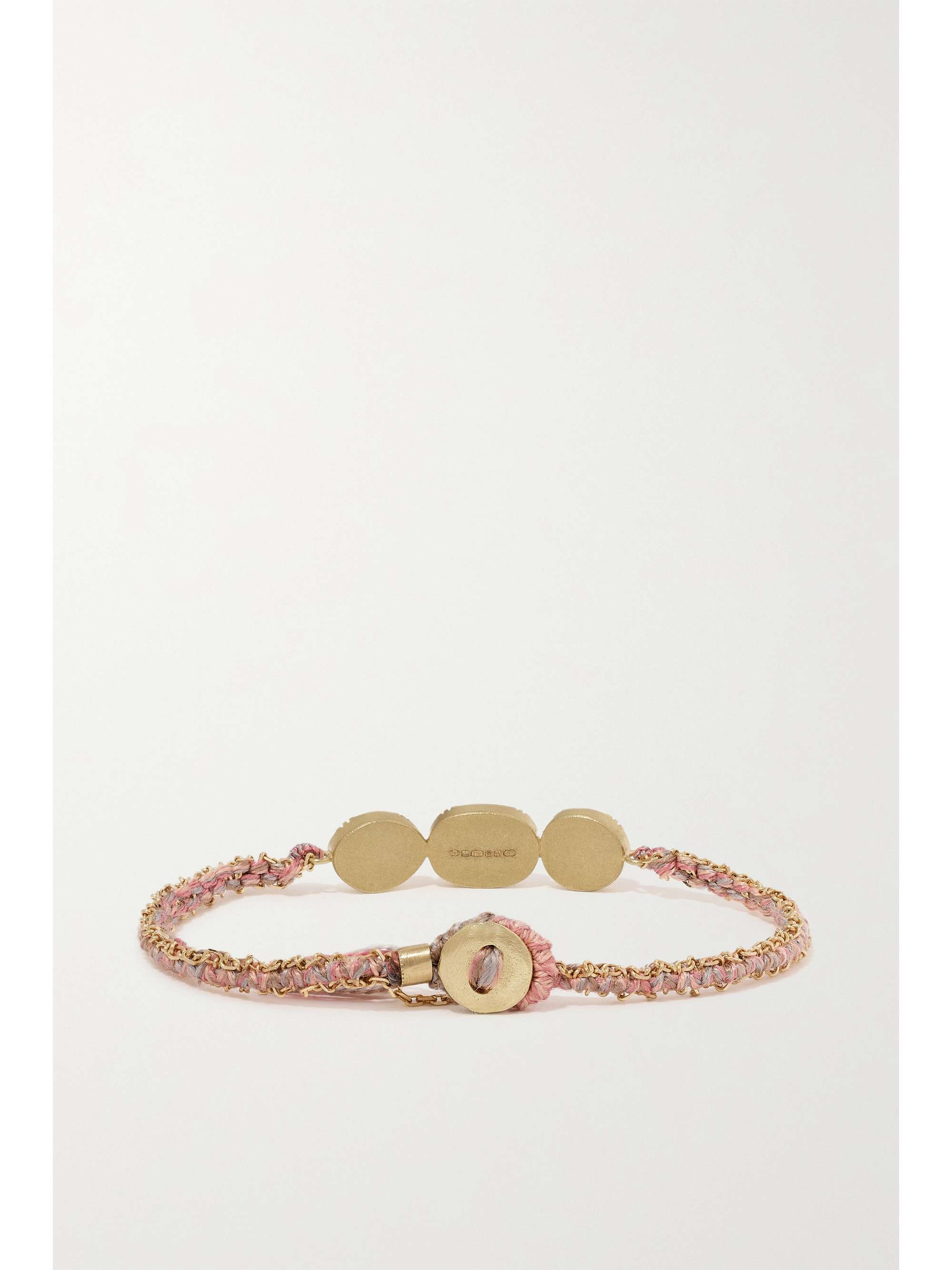 BROOKE GREGSON Triple Orbit Armband aus 18 Karat Gold und Seide mit Saphiren