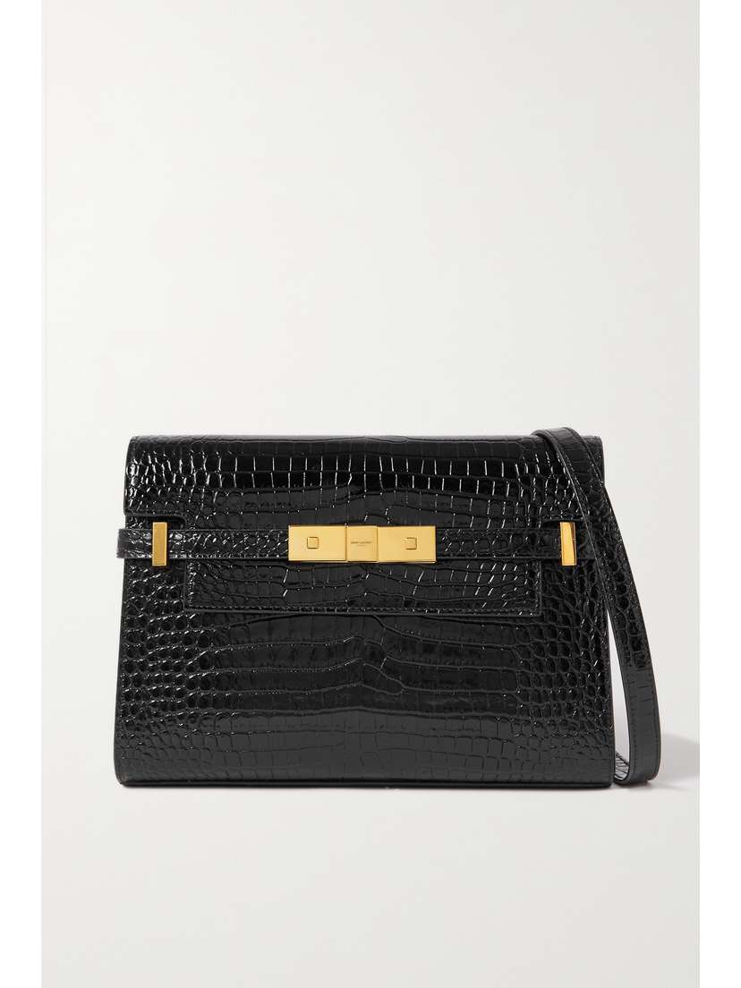 Saint Laurent Manhattan Small Croc-effect Patent-leather Shoulder Bag