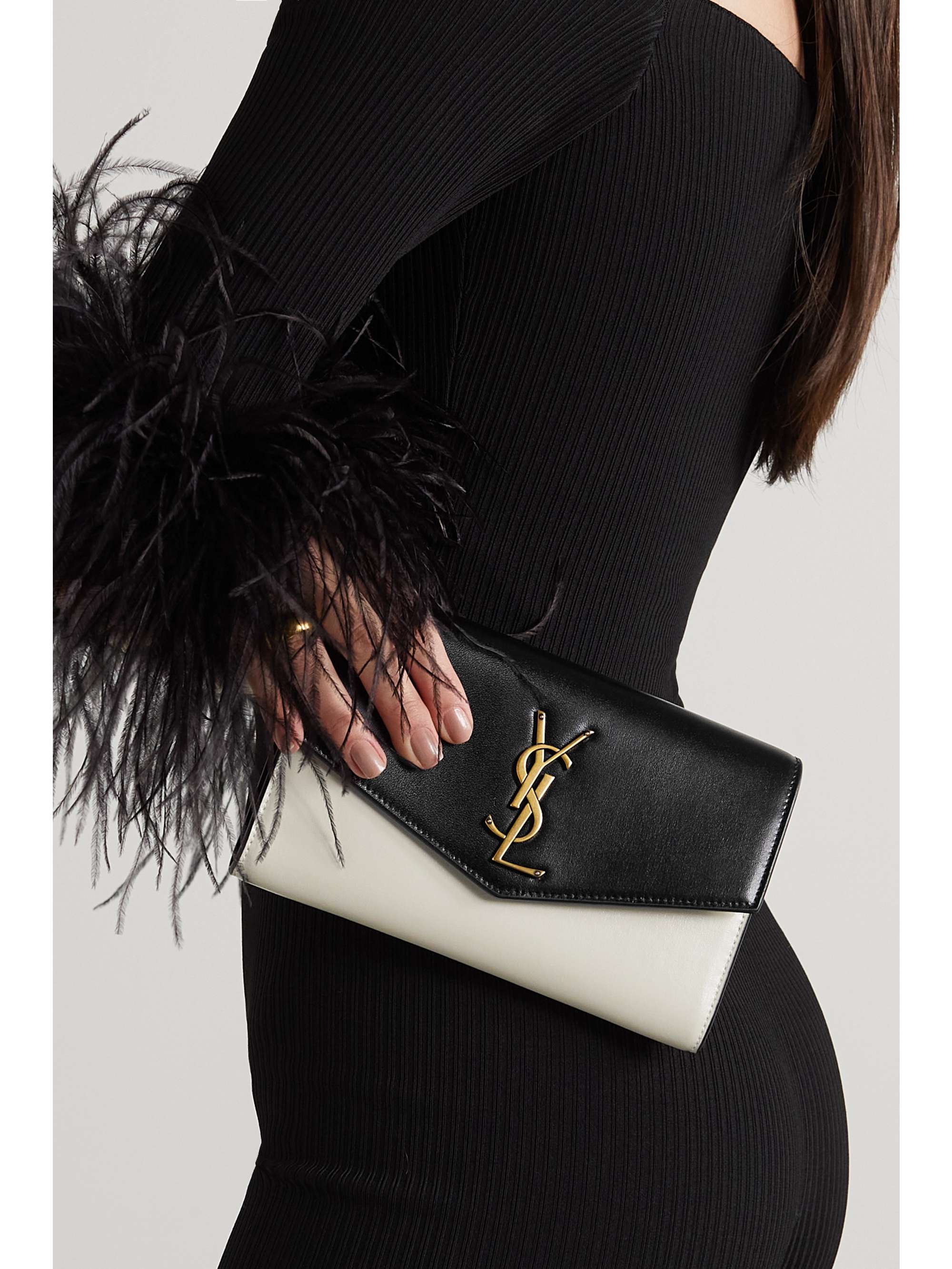 SAINT LAURENT Uptown twotone leather shoulder bag NETAPORTER