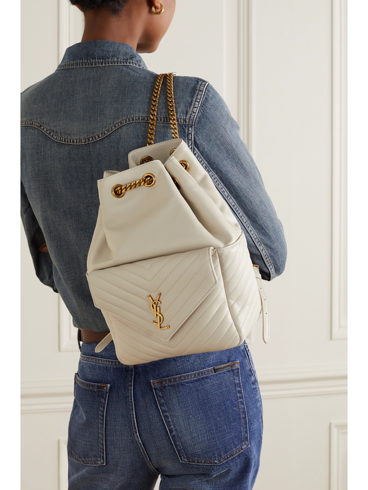 Saint Laurent Joe Quilted Leather Backpack In Crema Soft ModeSens