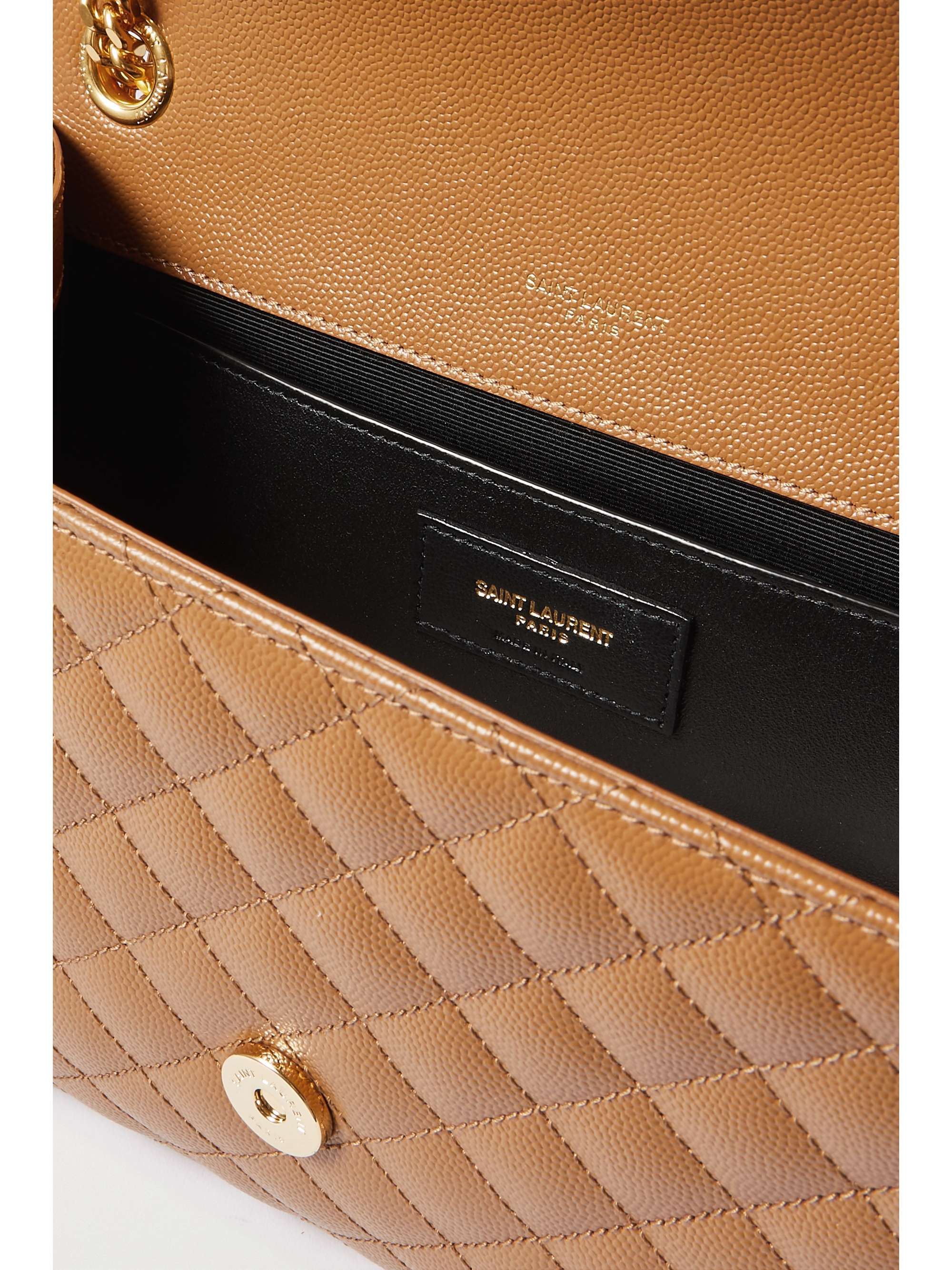 SAINT LAURENT Envelope medium quilted texturedleather shoulder bag