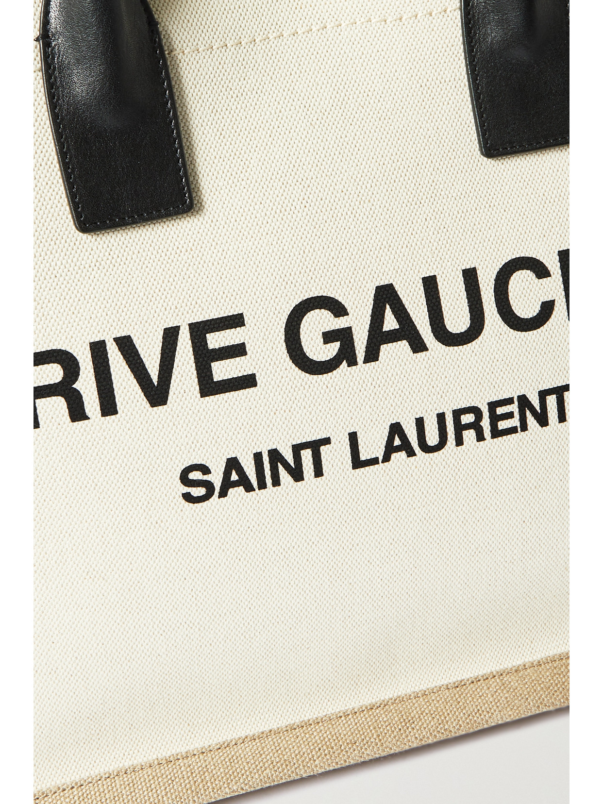 Shop Saint Laurent Rive Gauche Small Leather-trimmed Printed Canvas Tote In Neutrals