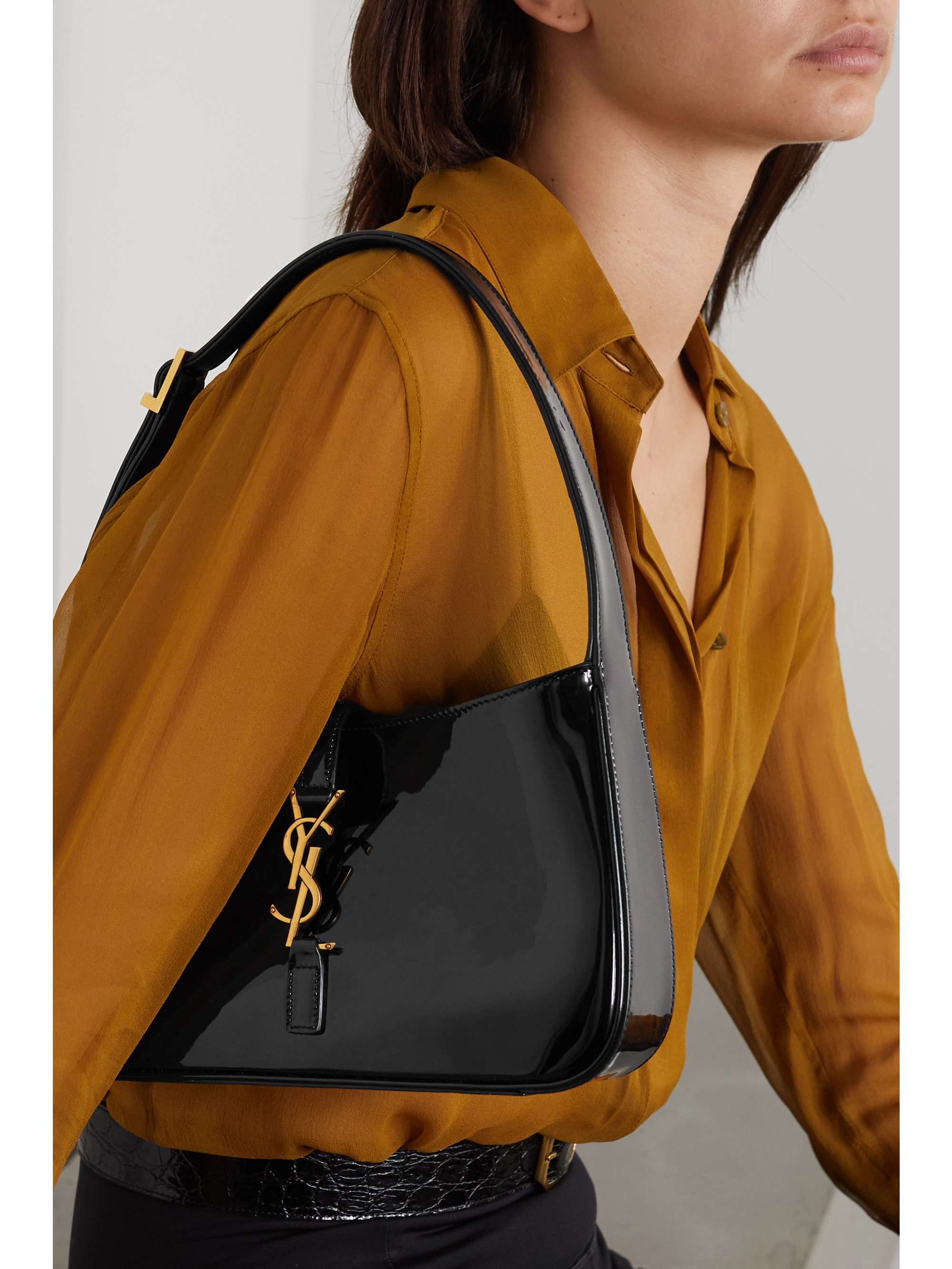 SAINT LAURENT Le 5 à 7 patent-leather shoulder bag | NET-A-PORTER