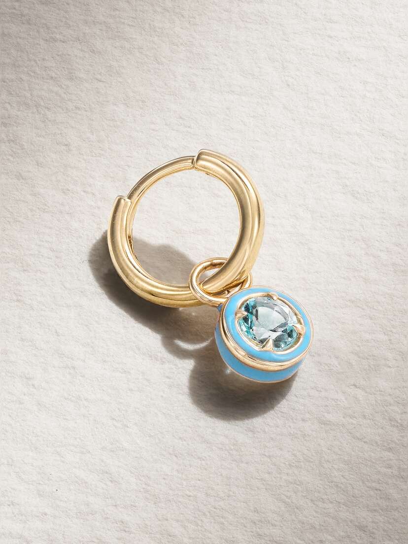 Alison Lou Cocktail 14-karat Gold, Topaz And Enamel Single Hoop Earring