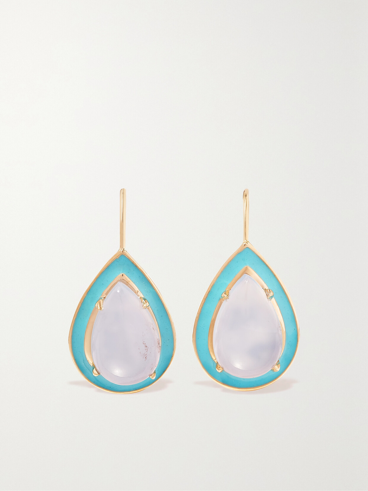 Alison Lou Cocktail 14-karat Gold, Enamel And Chalcedony Earrings In Blue