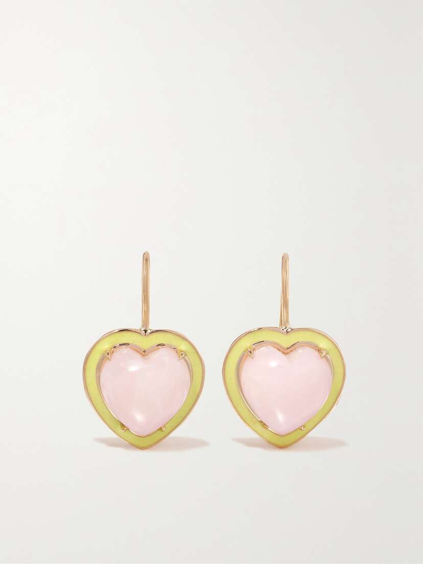 Alison Lou Cocktail 14-karat Gold, Enamel And Opal Earrings