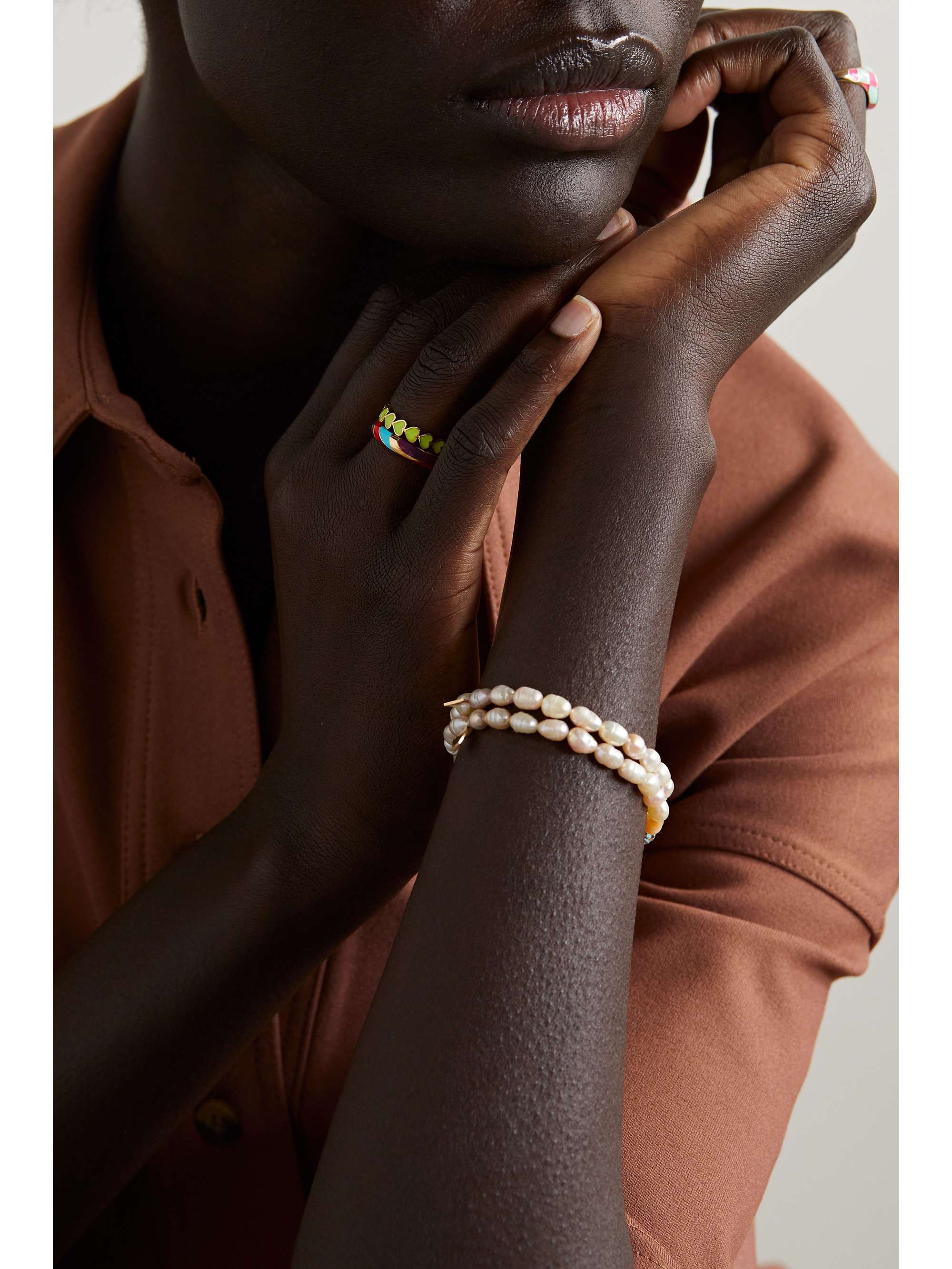 ALISON LOU Trippy 14-karat gold enamel ring