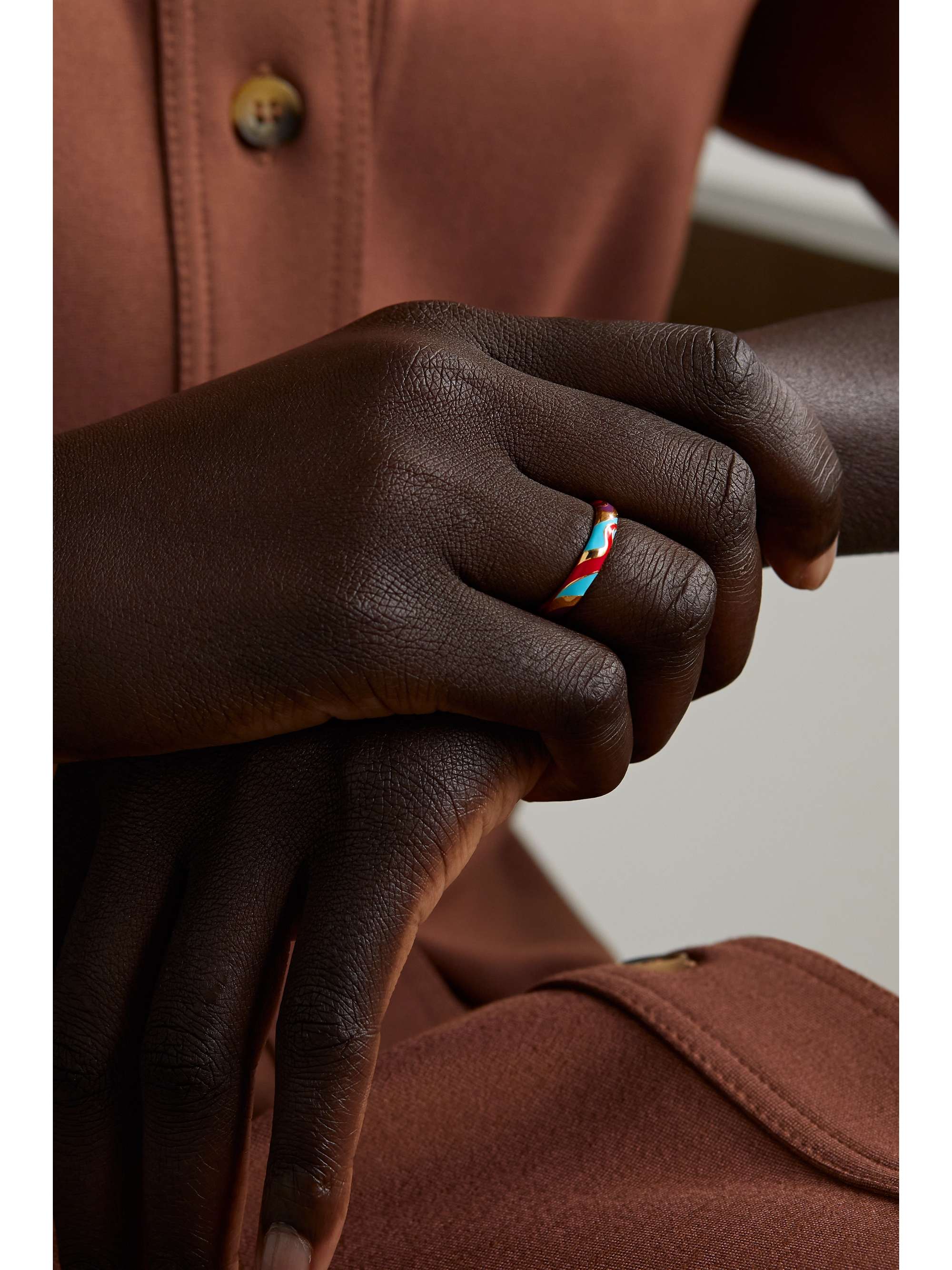 ALISON LOU Trippy 14-karat gold enamel ring