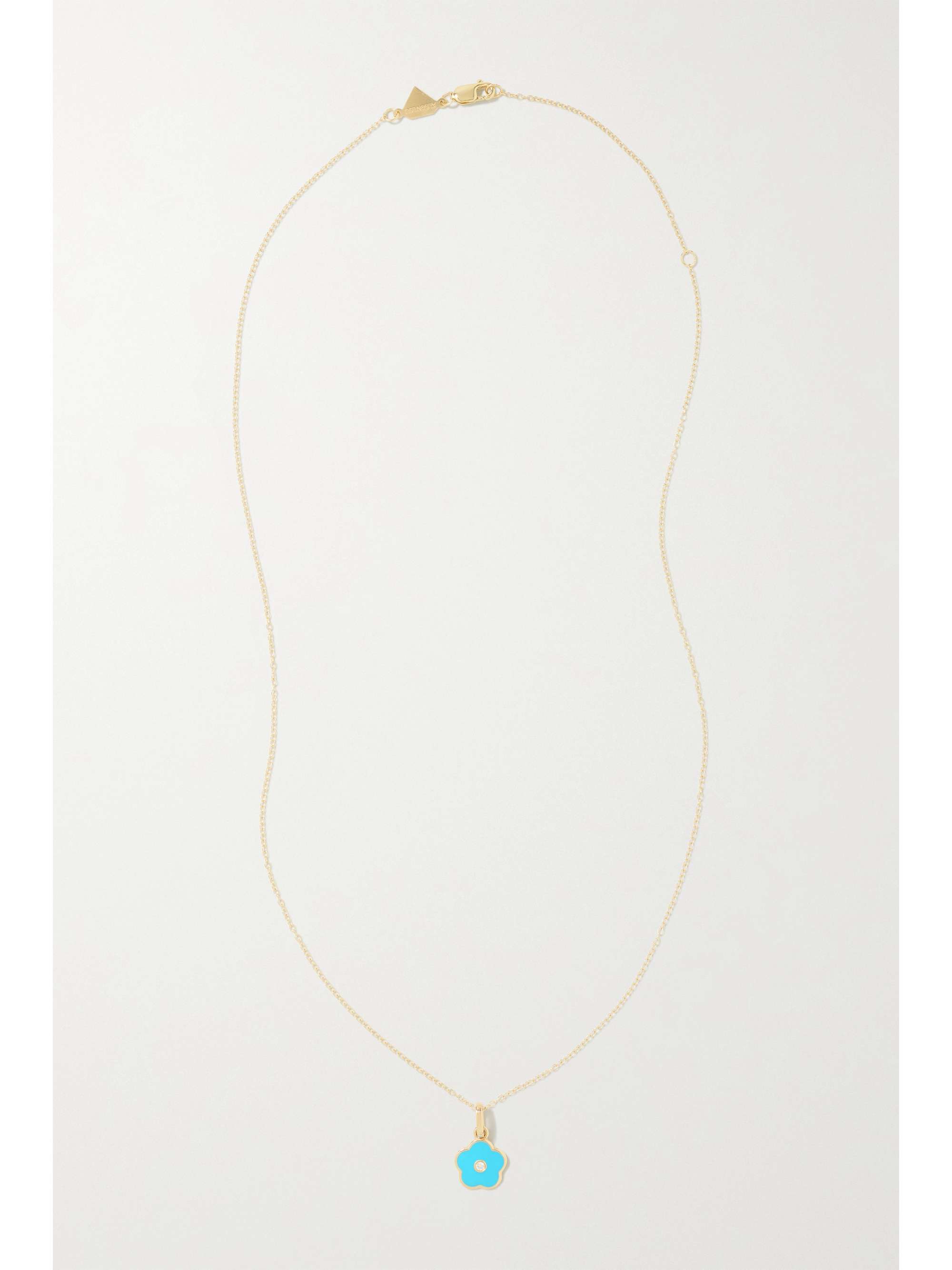 ALISON LOU Flower Power 14-karat gold, enamel and diamond necklace