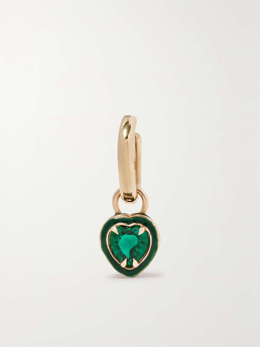 Alison Lou 14-karat Gold Emerald Single Hoop Earring