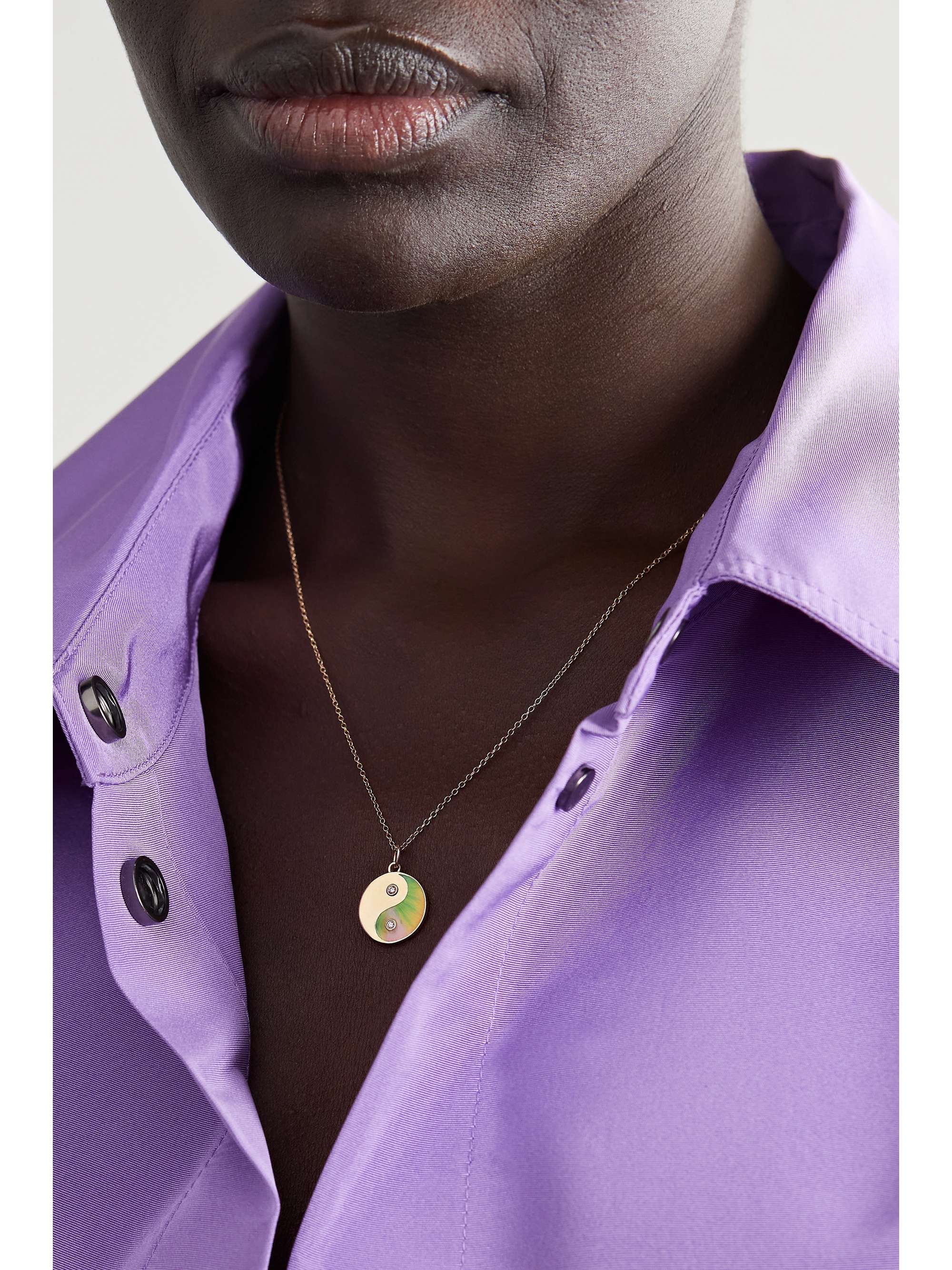 ALISON LOU All You Need 14-karat gold, enamel and diamond necklace