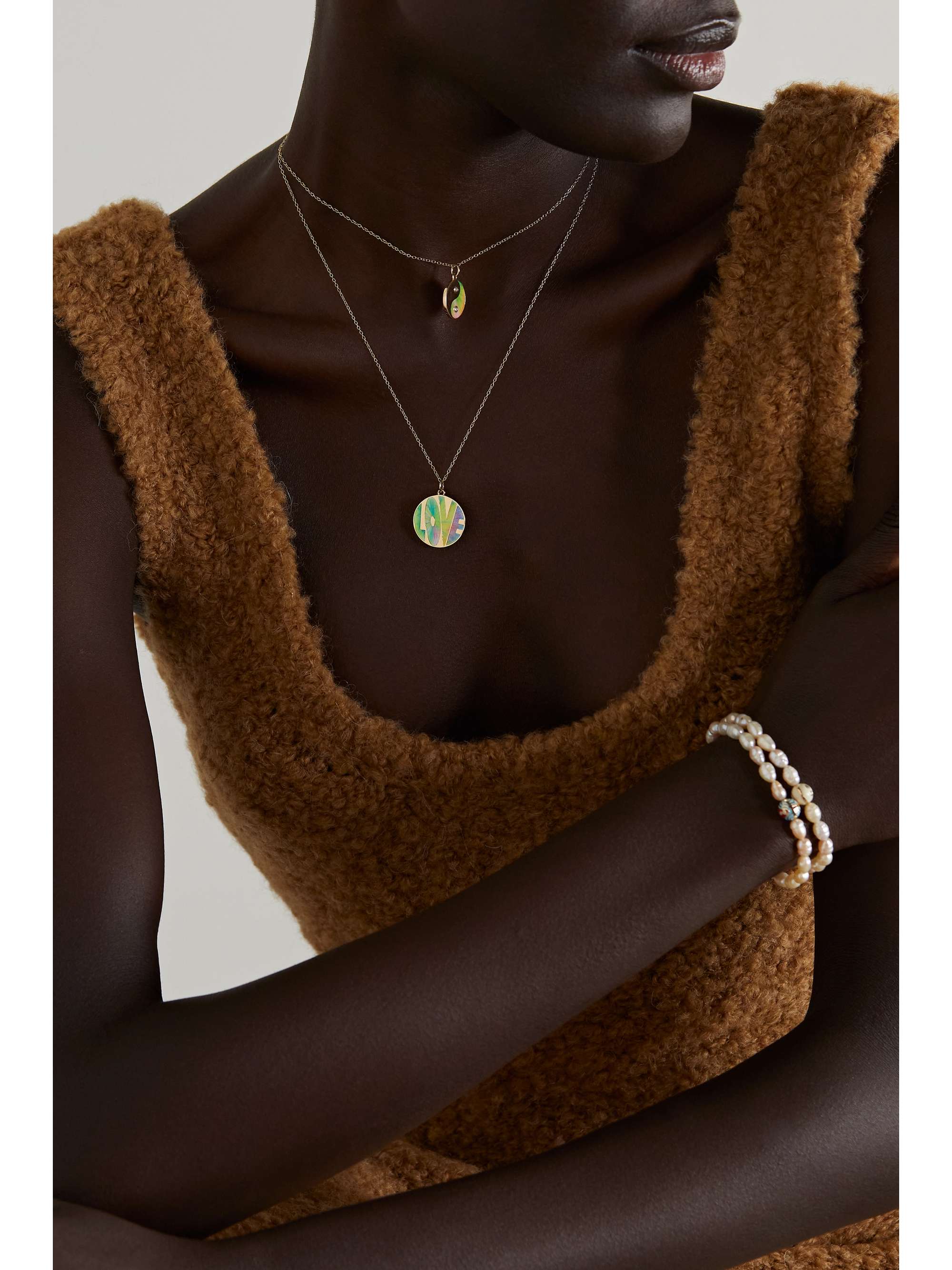 ALISON LOU All You Need 14-karat gold and enamel necklace