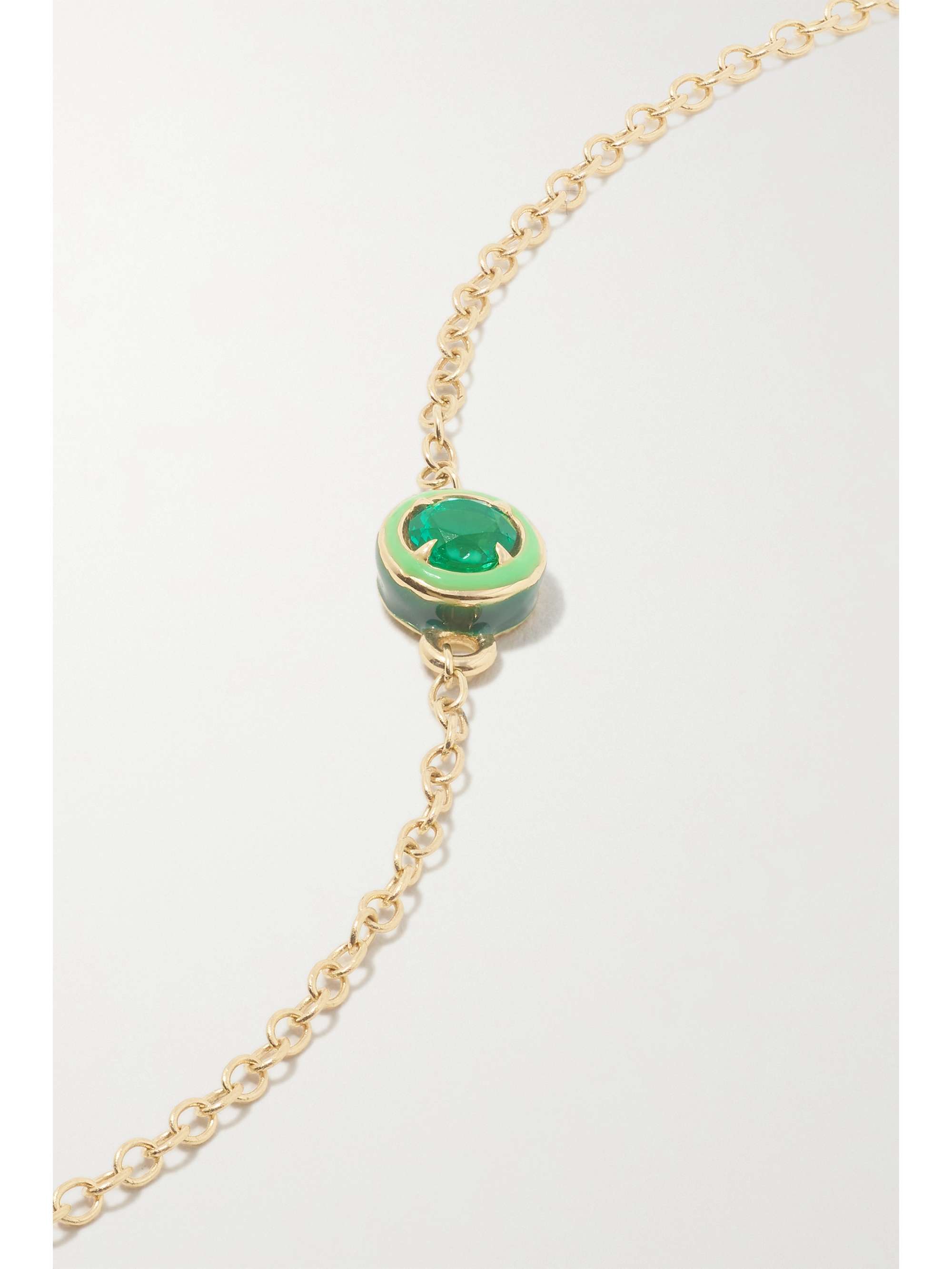 ALISON LOU 14-karat gold, enamel and emerald bracelet