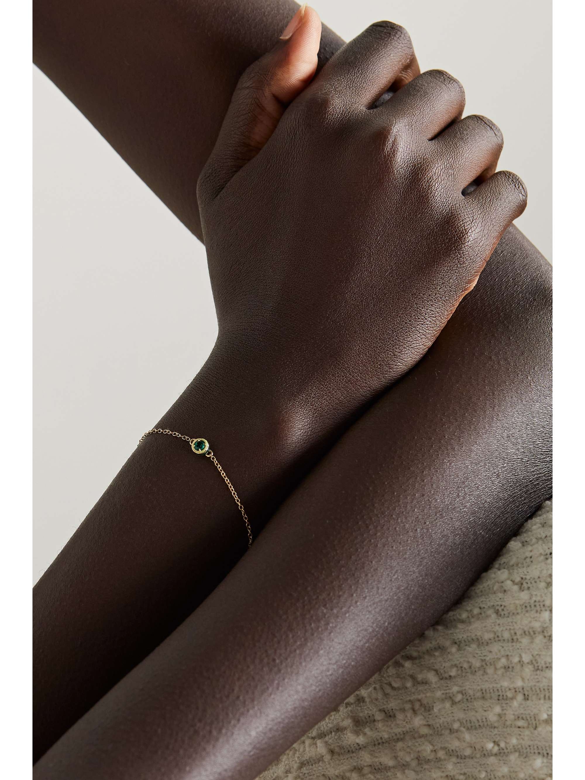 ALISON LOU 14-karat gold, enamel and emerald bracelet