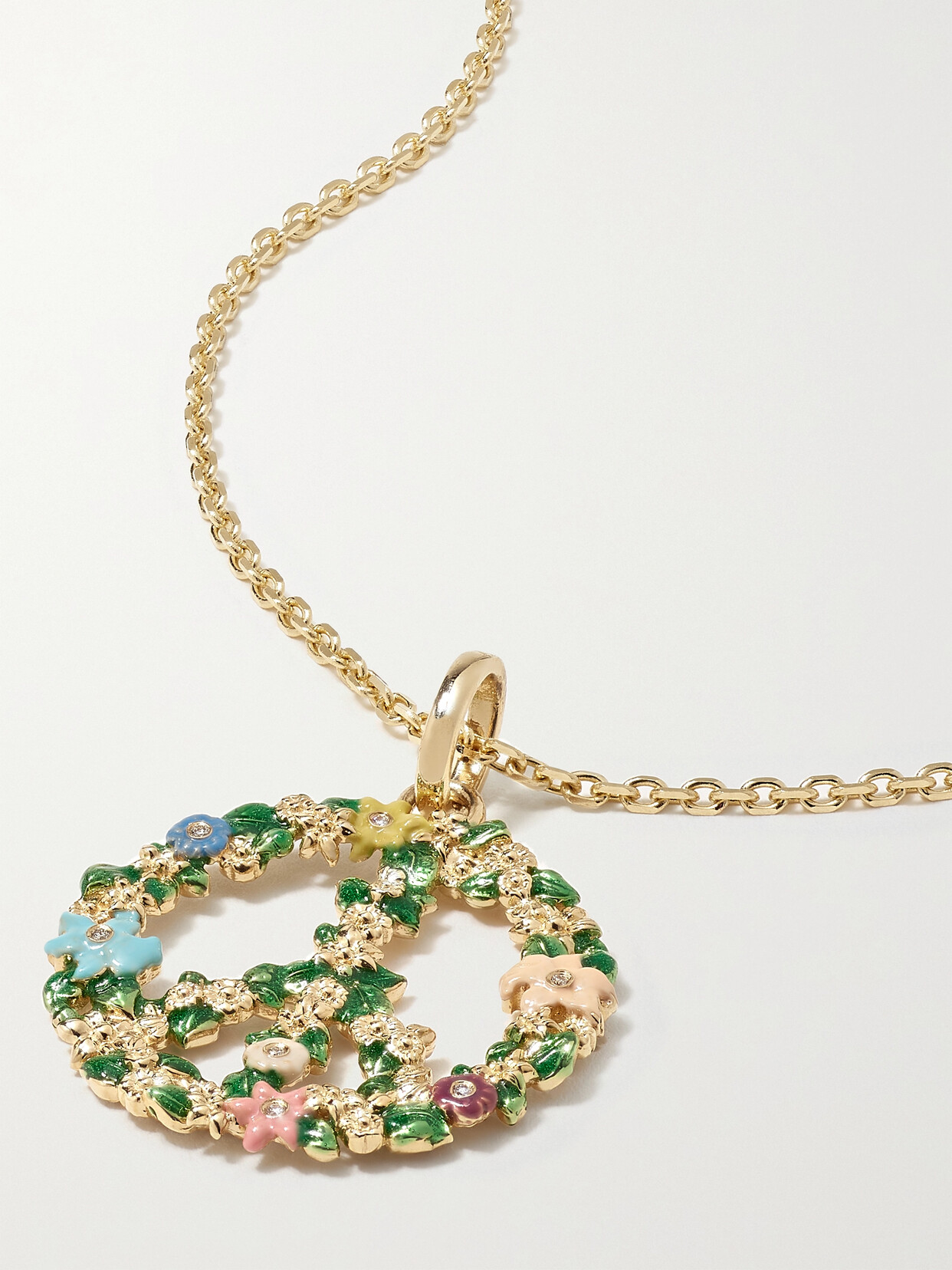 Alison Lou - Peace & Love 14-karat Gold, Enamel And Diamond Necklace - one size 22 Awaiting product image