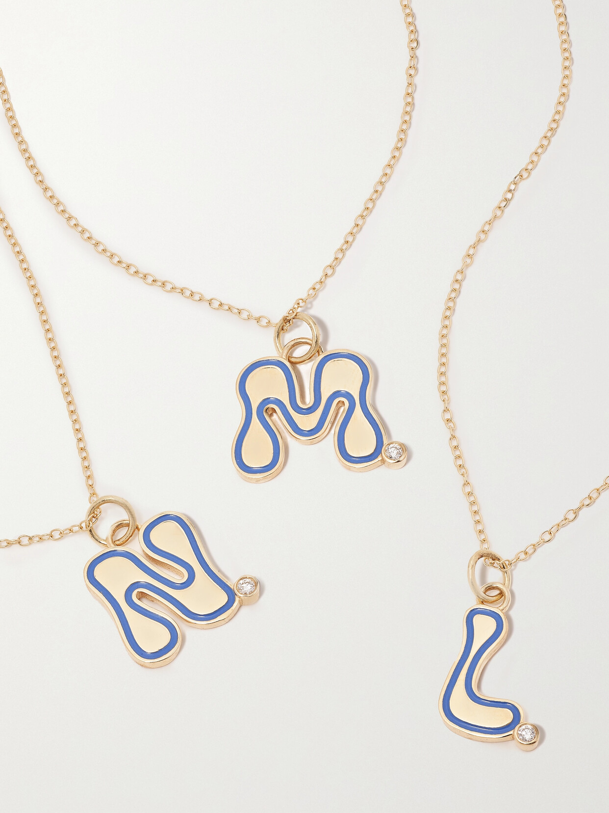 Alison Lou Stellar Letter 14-karat Gold, Enamel And Diamond Necklace
