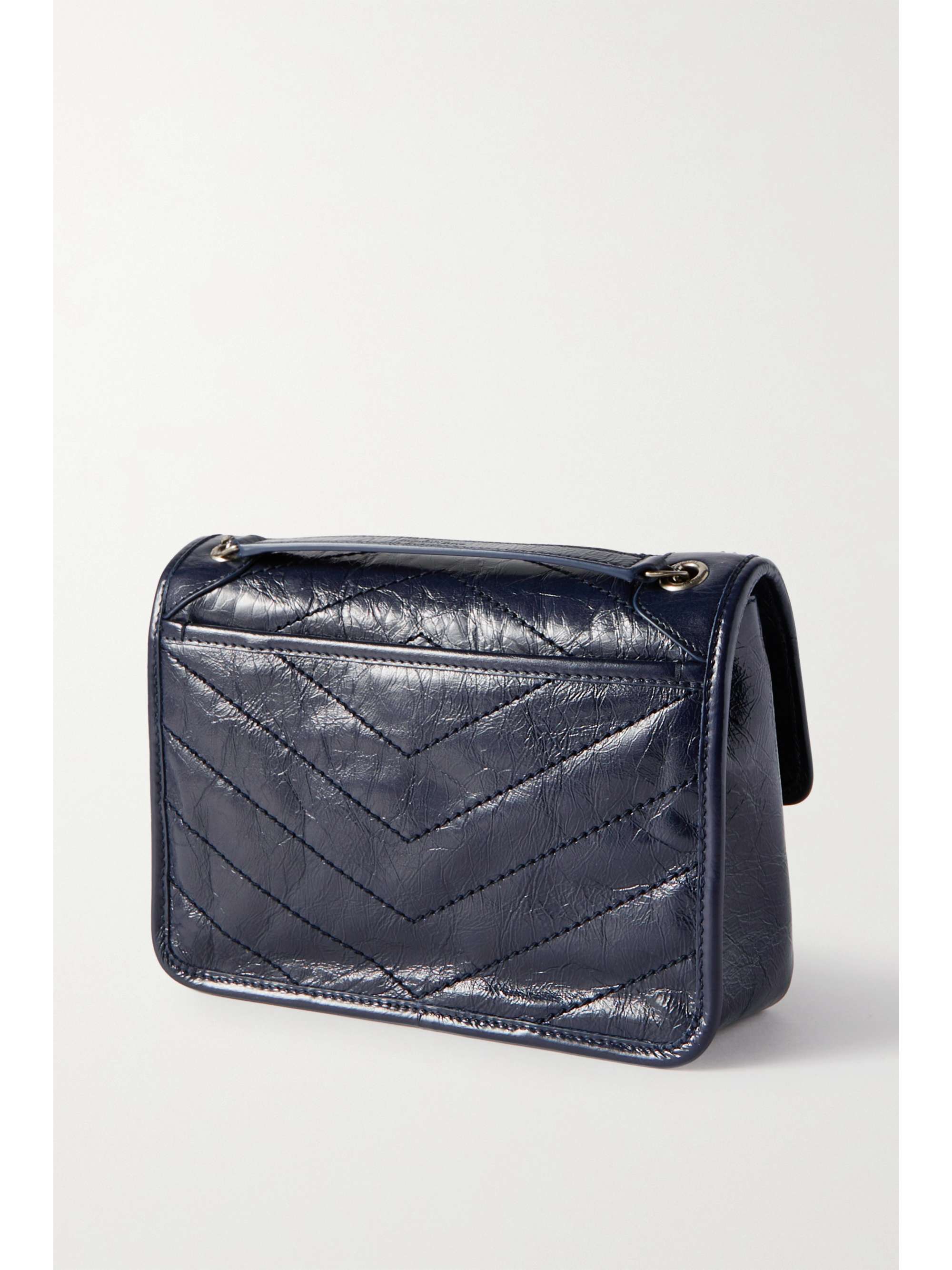 SAINT LAURENT Niki Baby mini quilted crinkled glossedleather shoulder