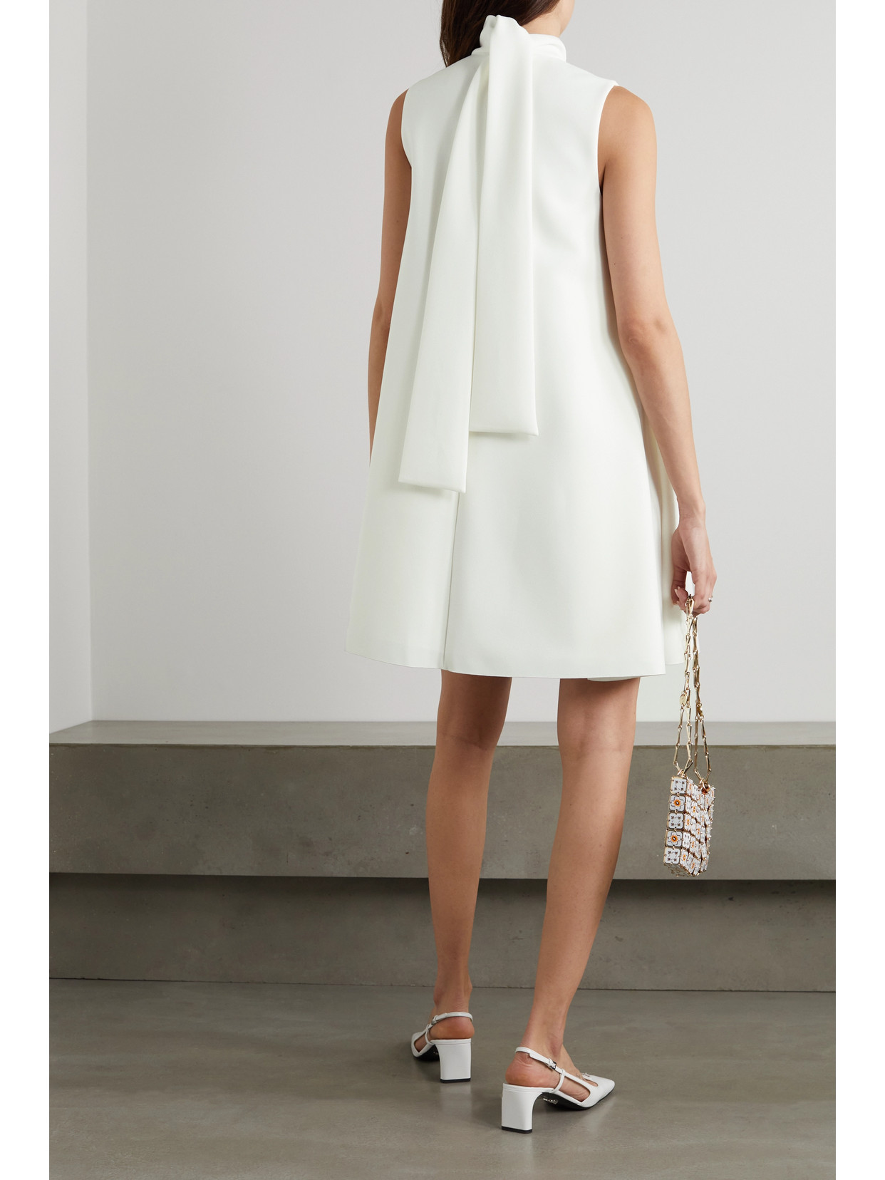 Shop Roksanda Dima Pleated Crepe Mini Dress In White