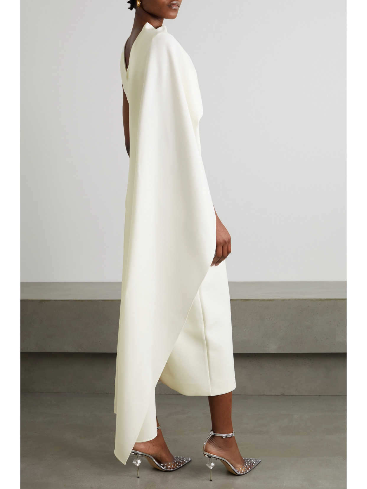 ROKSANDA EDITH CAPE-EFFECT CREPE MIDI DRESS