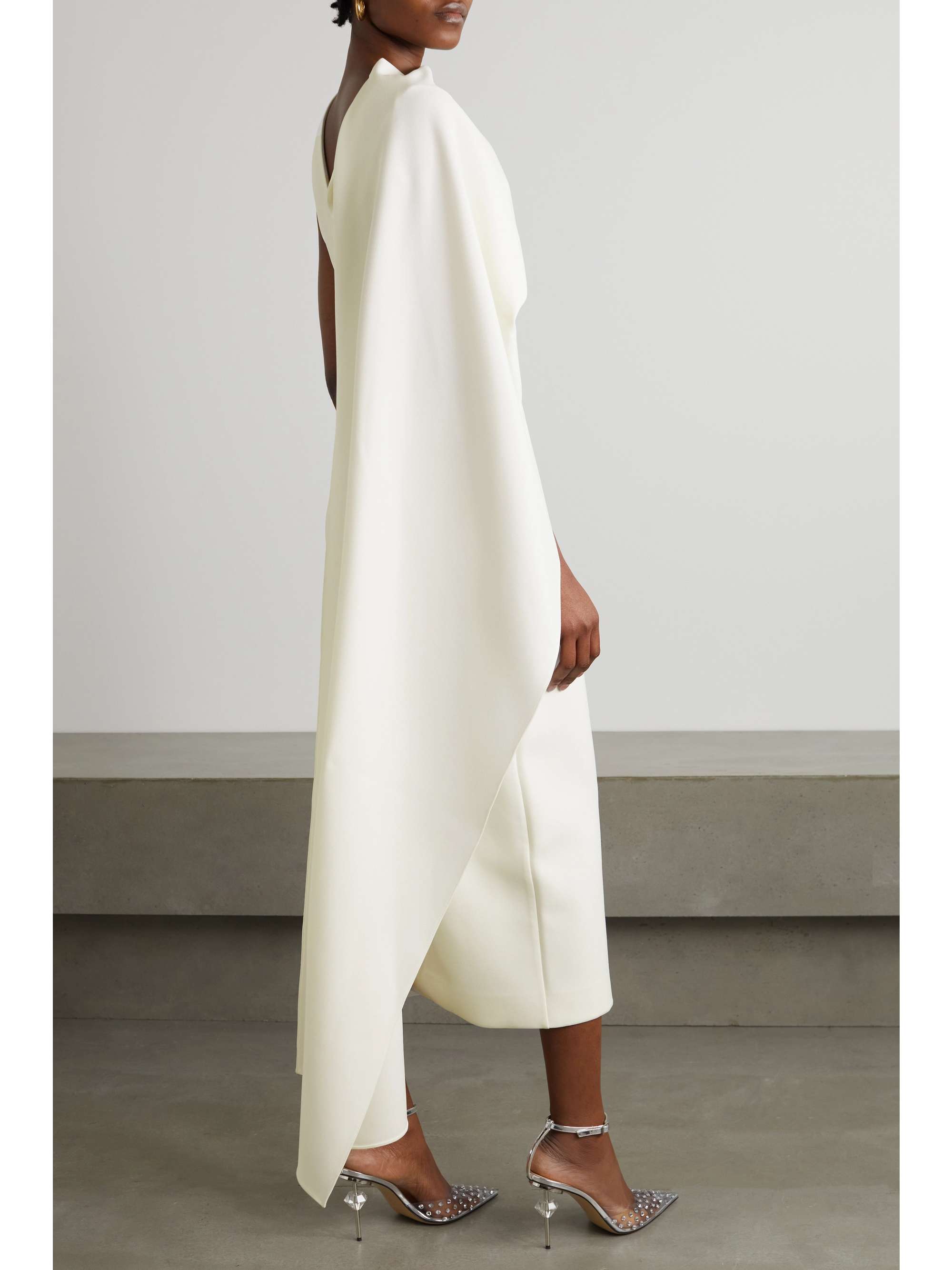 ROKSANDA Edith cape-effect two-tone crepe midi dress