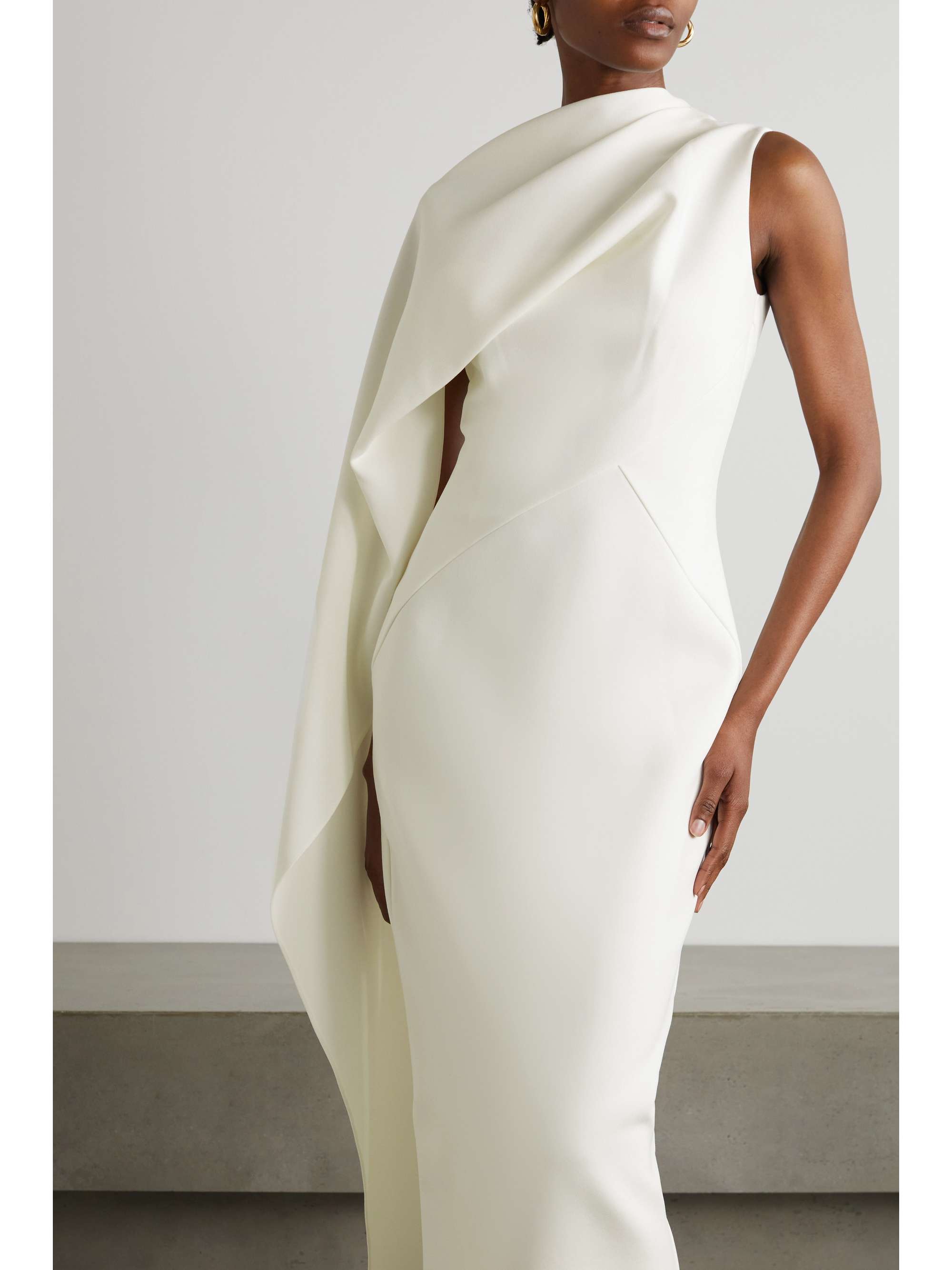 ROKSANDA Edith cape-effect two-tone crepe midi dress