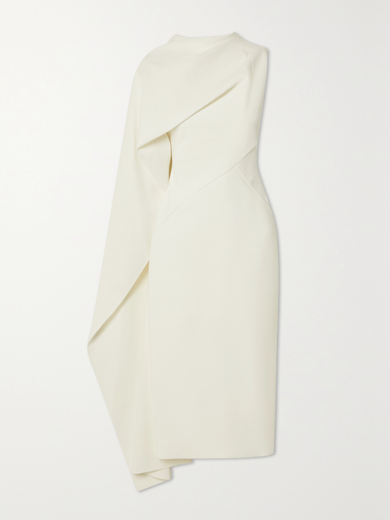 Roksanda Edith Cape-effect Crepe Midi Dress In Ivory