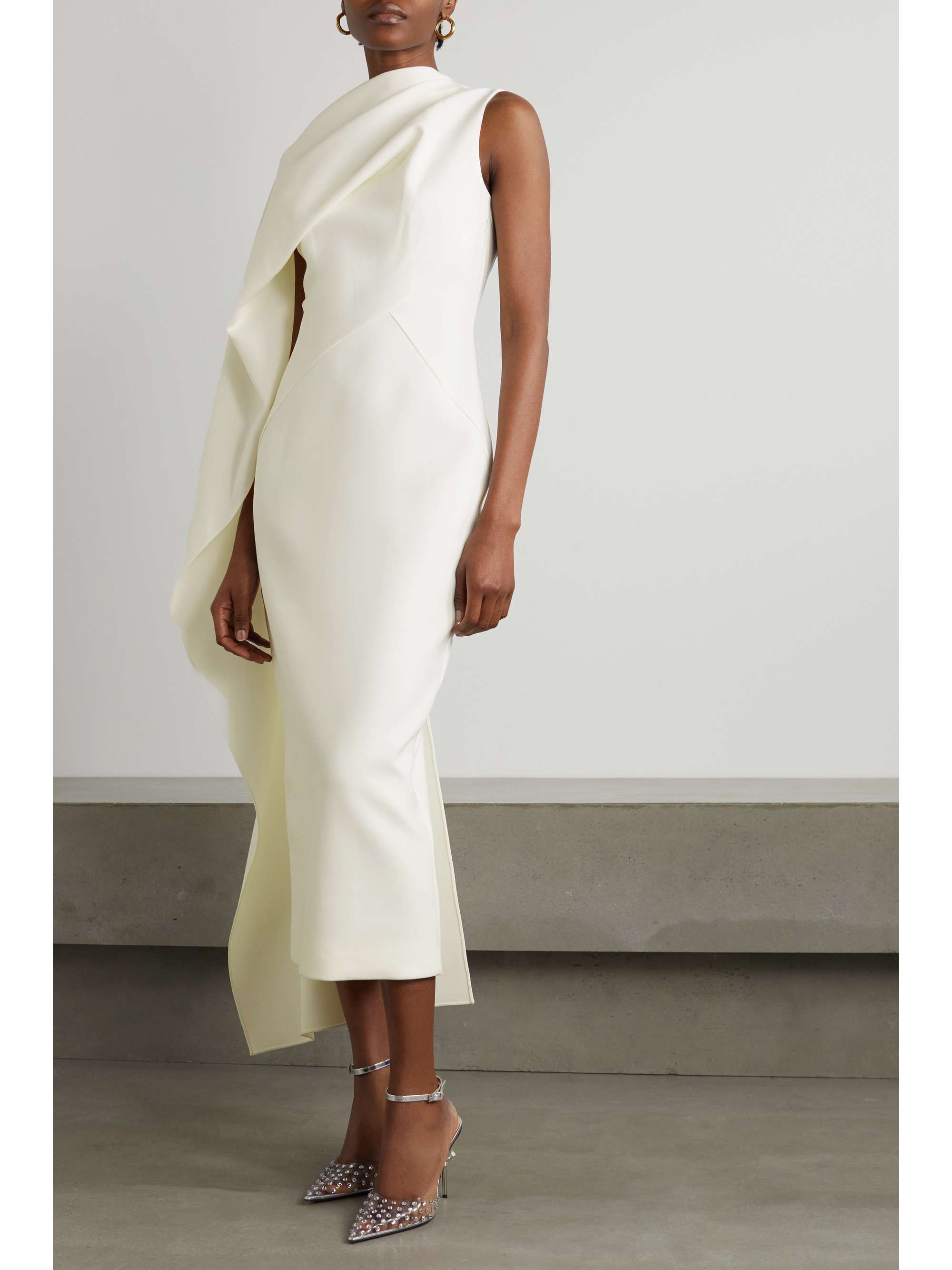 ROKSANDA Edith cape-effect two-tone crepe midi dress