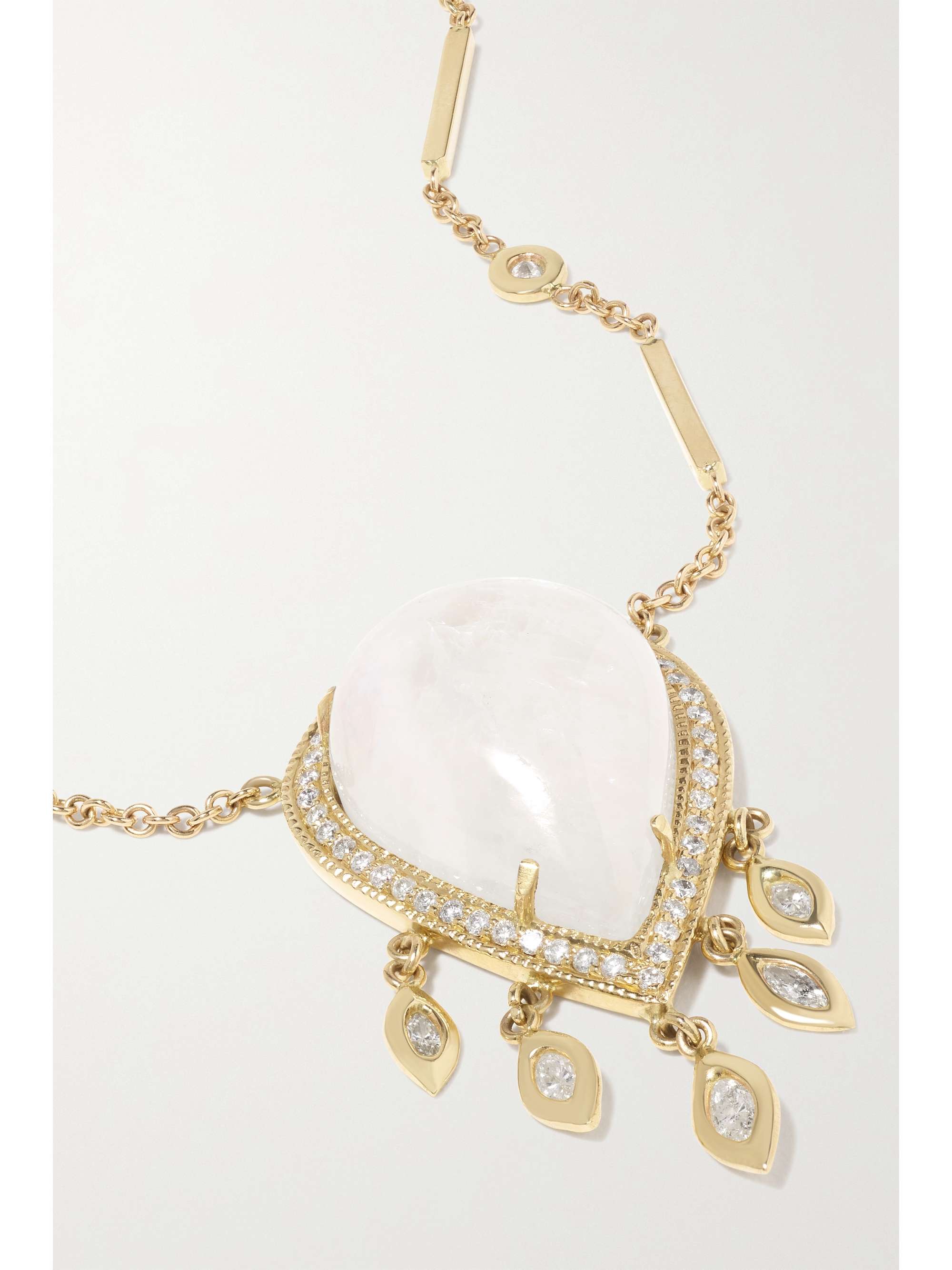 JACQUIE AICHE Shaker 14-karat gold, moonstone and diamond necklace