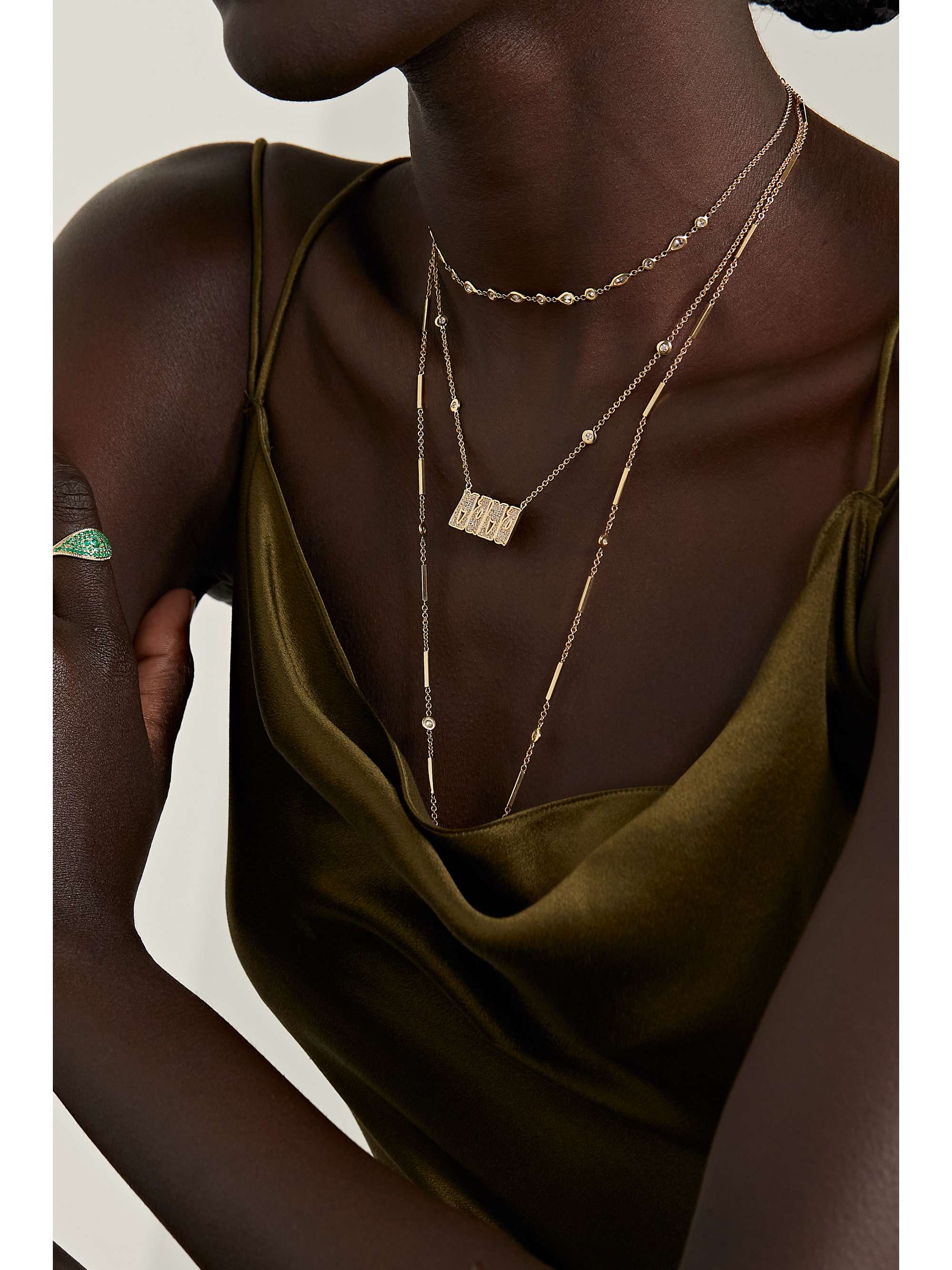 JACQUIE AICHE Mama 14-karat gold diamond necklace